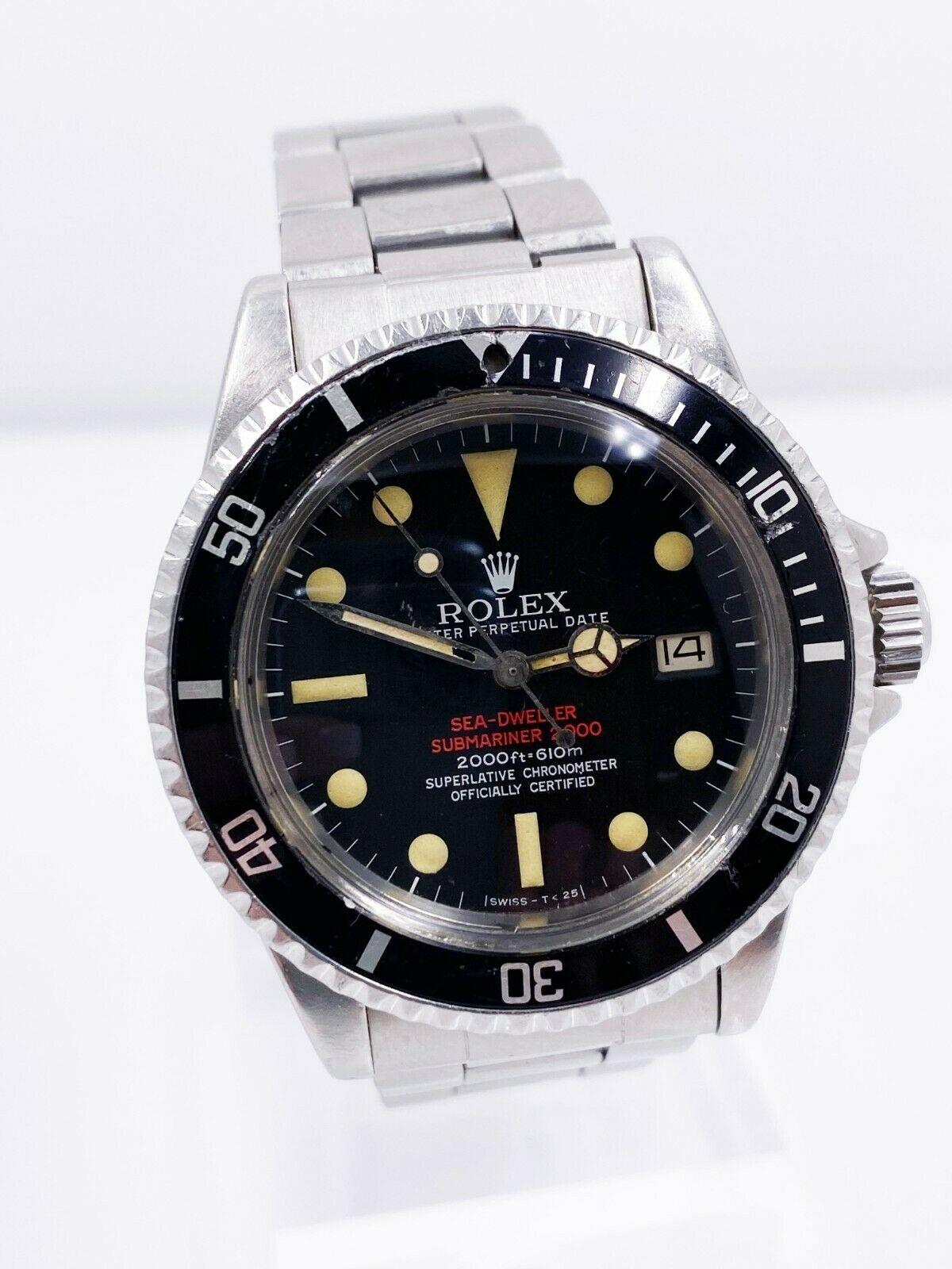 Rolex 1665 double Dweller de mer rouge en acier inoxydable en vente 3