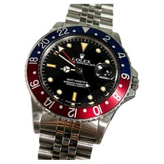 Used Rolex 16750 GMT Master Pepsi Red Blue Stainless Box Paper Service Paper