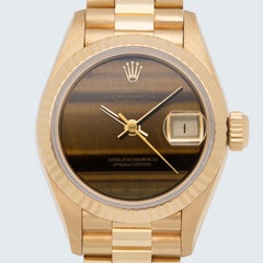 Vintage Rolex 18 Karat Yellow Gold and Tiger's Eye DateJust Model 69178 c. 1991