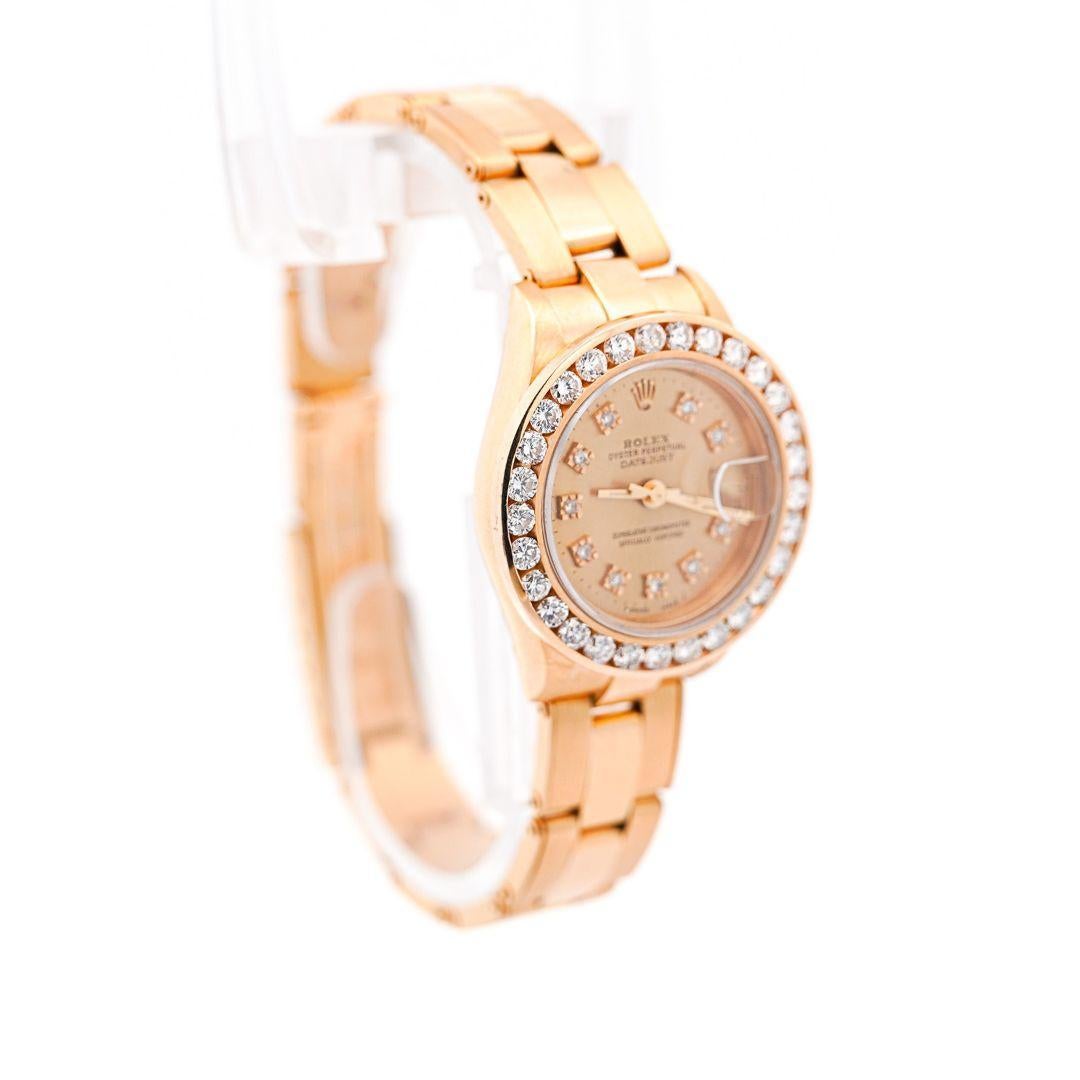 Vintage Rolex 18K Gold DateJust 28mm Diamond Bezel & Dial Watch For Sale 1