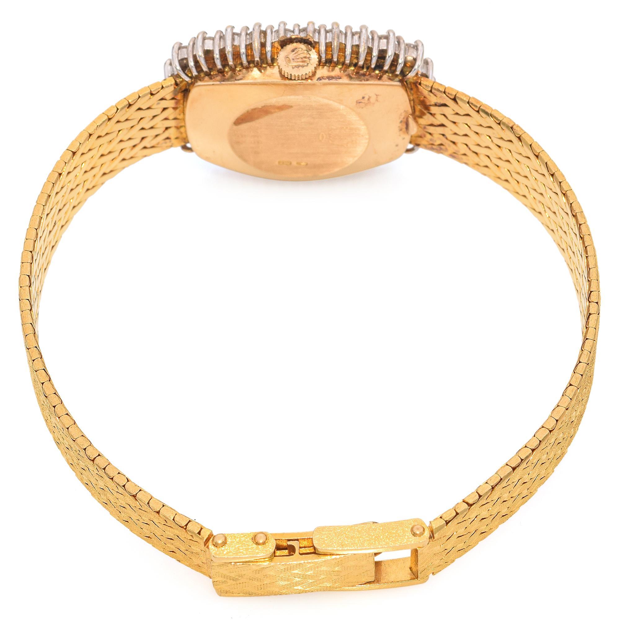 Vintage Rolex 18k Yellow Gold and Diamond Orchid Ladies Watch In Good Condition In New York, NY