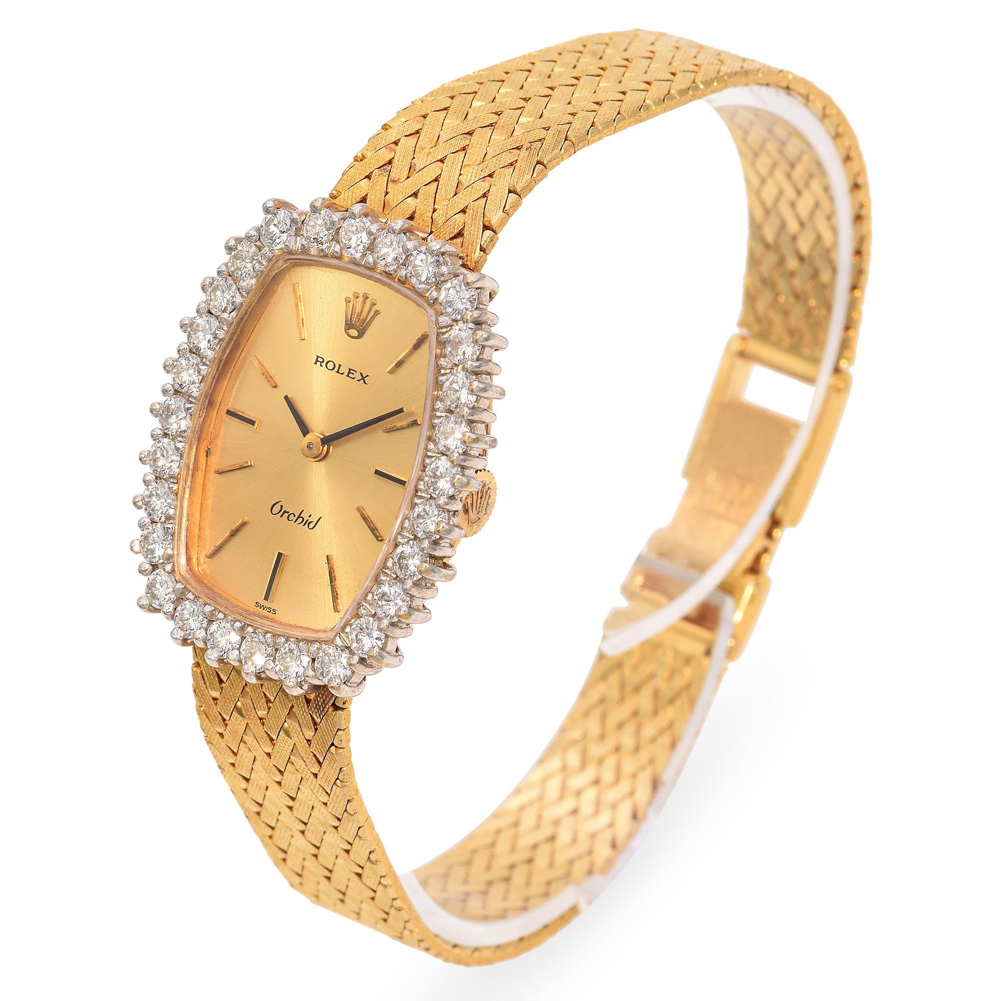 Women's Vintage Rolex 18k Yellow Gold and Diamond Orchid Ladies Watch