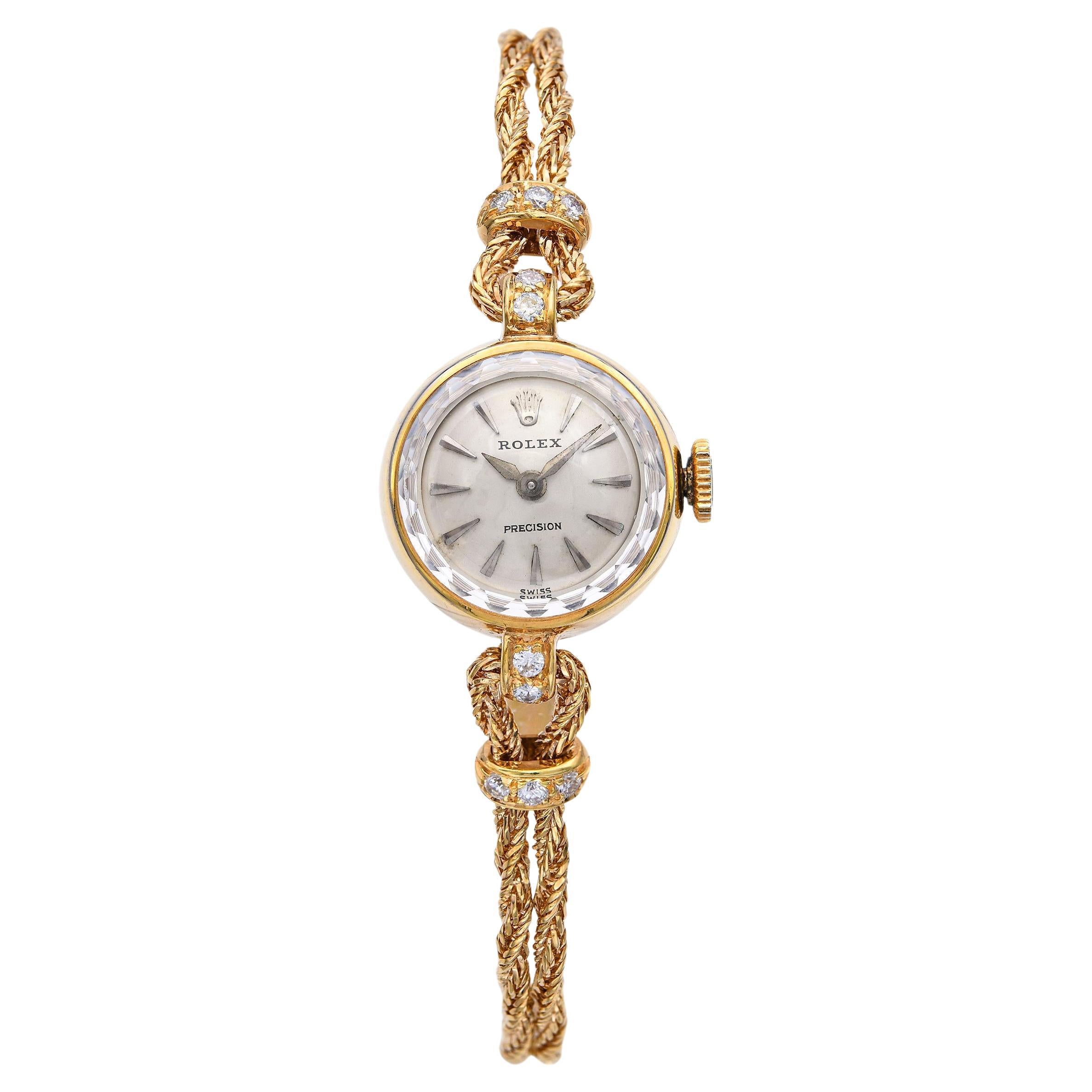 Vintage Rolex 18k Yellow Gold Diamond Hand Wind Cocktail Watch Ref. 9867