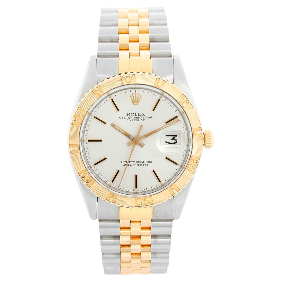 Montre Vintage Rolex 18k or jaune Thunderbird Turnograph pour homme 1625 avec carte