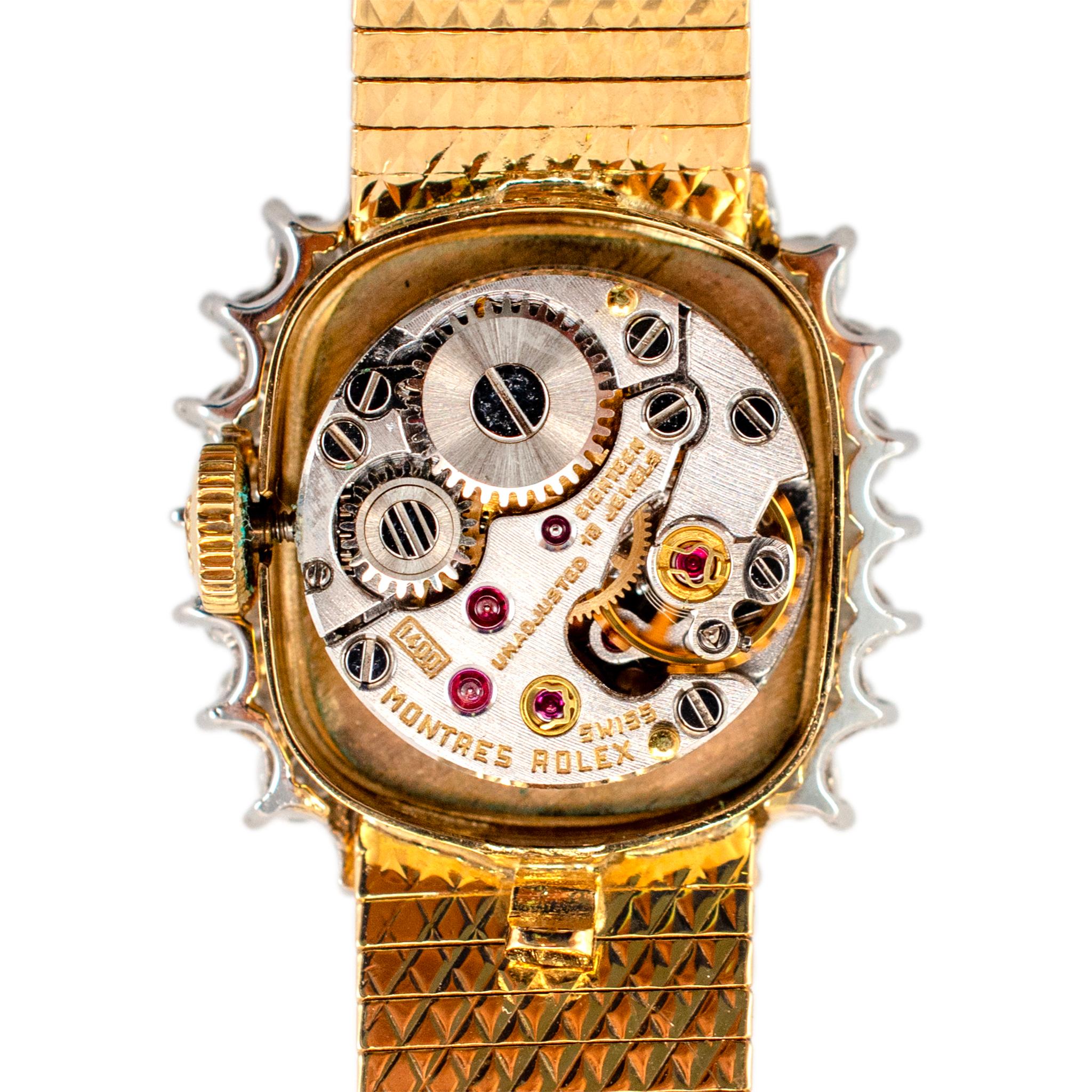Vintage Rolex 19MM R8286 14K Yellow Gold Diamond Bezel Manual Winding Watch For Sale 2