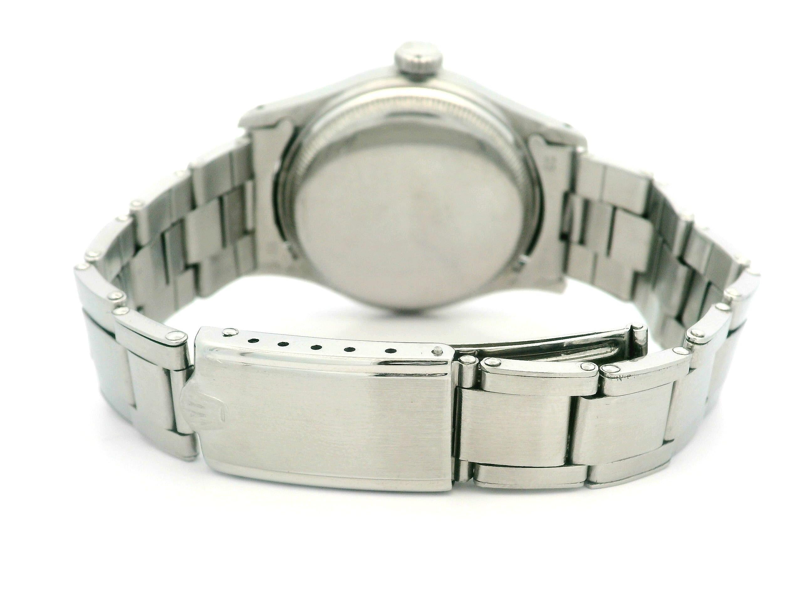 Rolex 33mm Edelstahl Step Dial Blasenrücken-Armbanduhr Ref. 6332, Vintage im Zustand „Gut“ im Angebot in Montclair, NJ