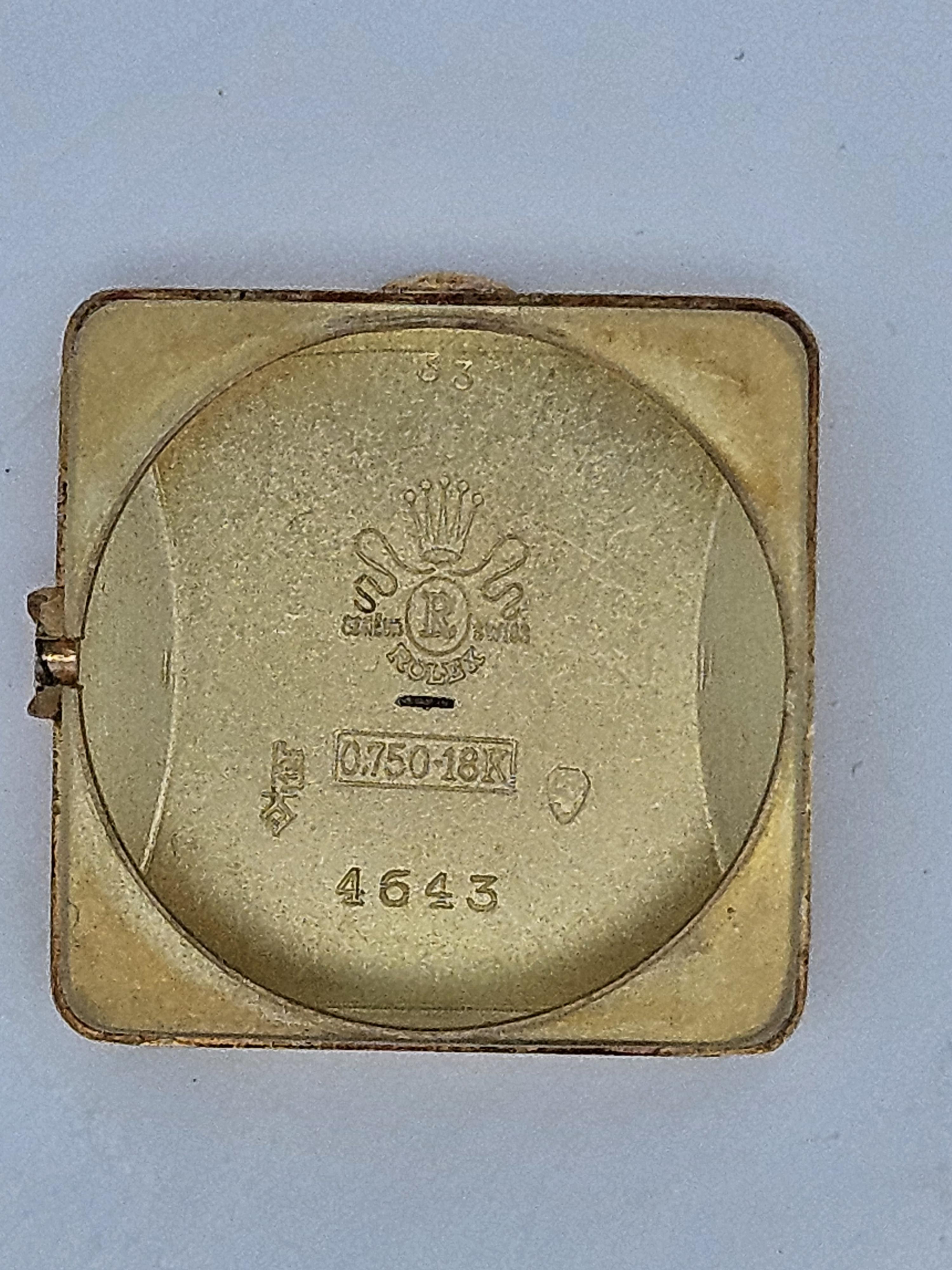 Vintage Rolex 4643 Square Bubble-back 18k Yellow Gold Original Dial 6
