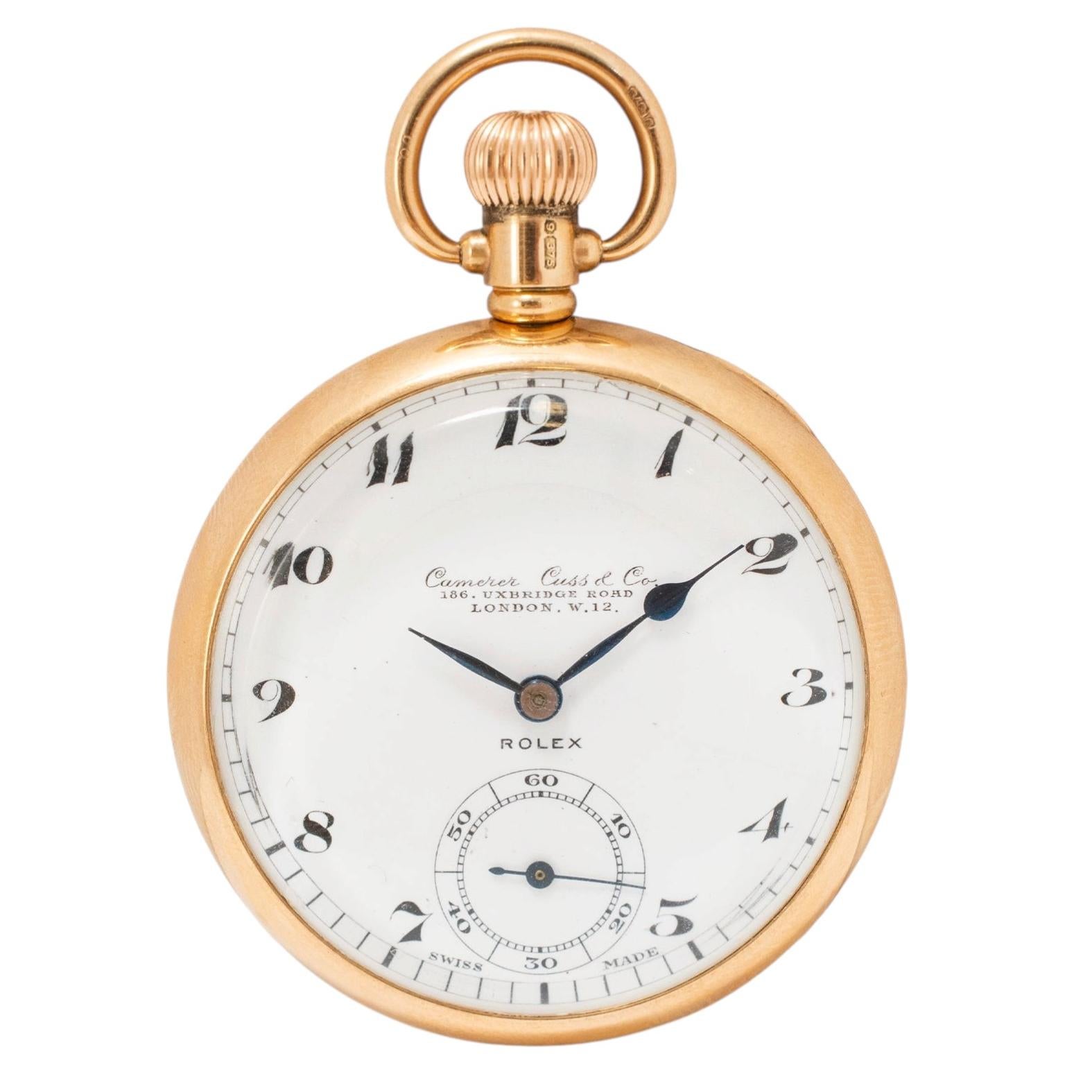 Vintage Rolex 49MM 9K Gold London Camerer Cuss & Co. Mechanical Pocket Watch