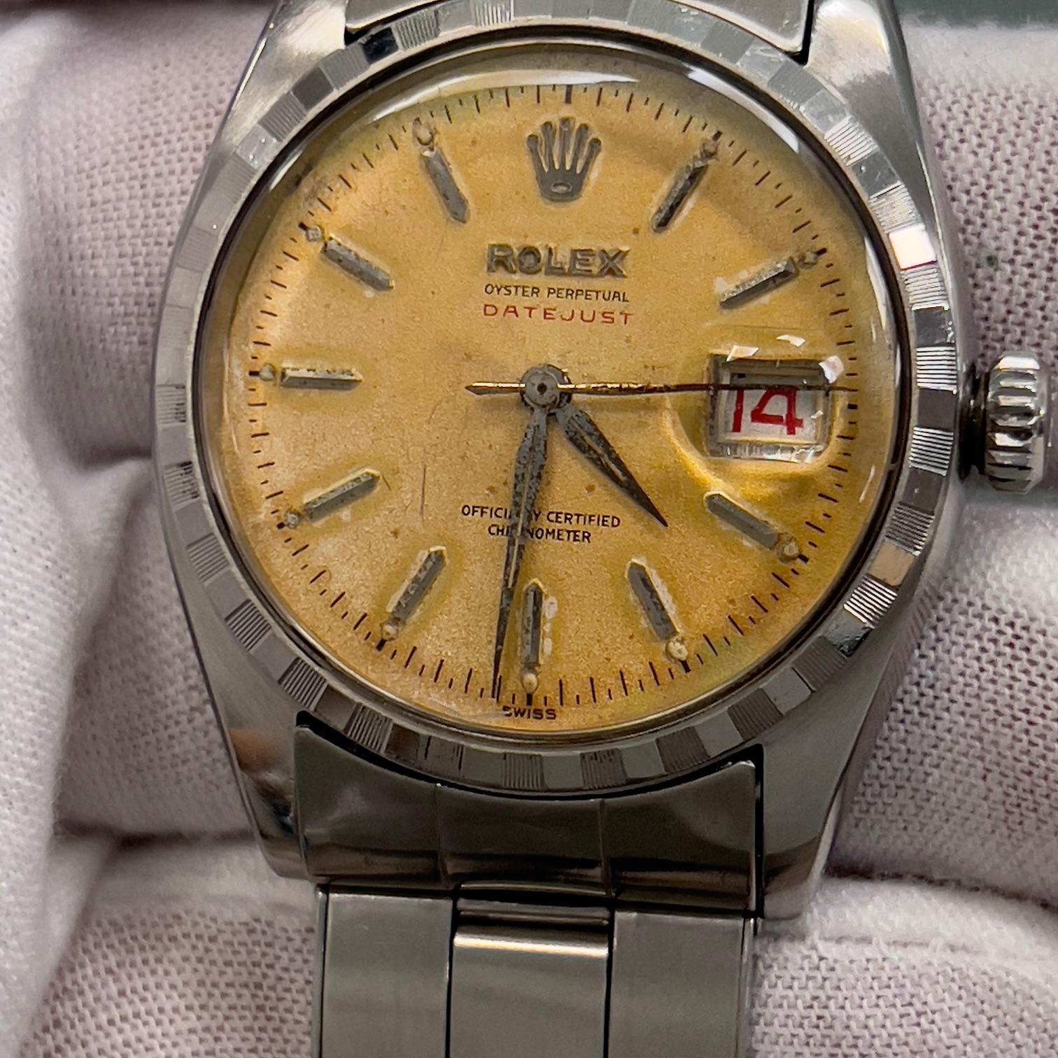 Vintage Rolex 6305 RED Datejust Raro DIAL TROPICAL Acero inoxidable 36mm en venta 10