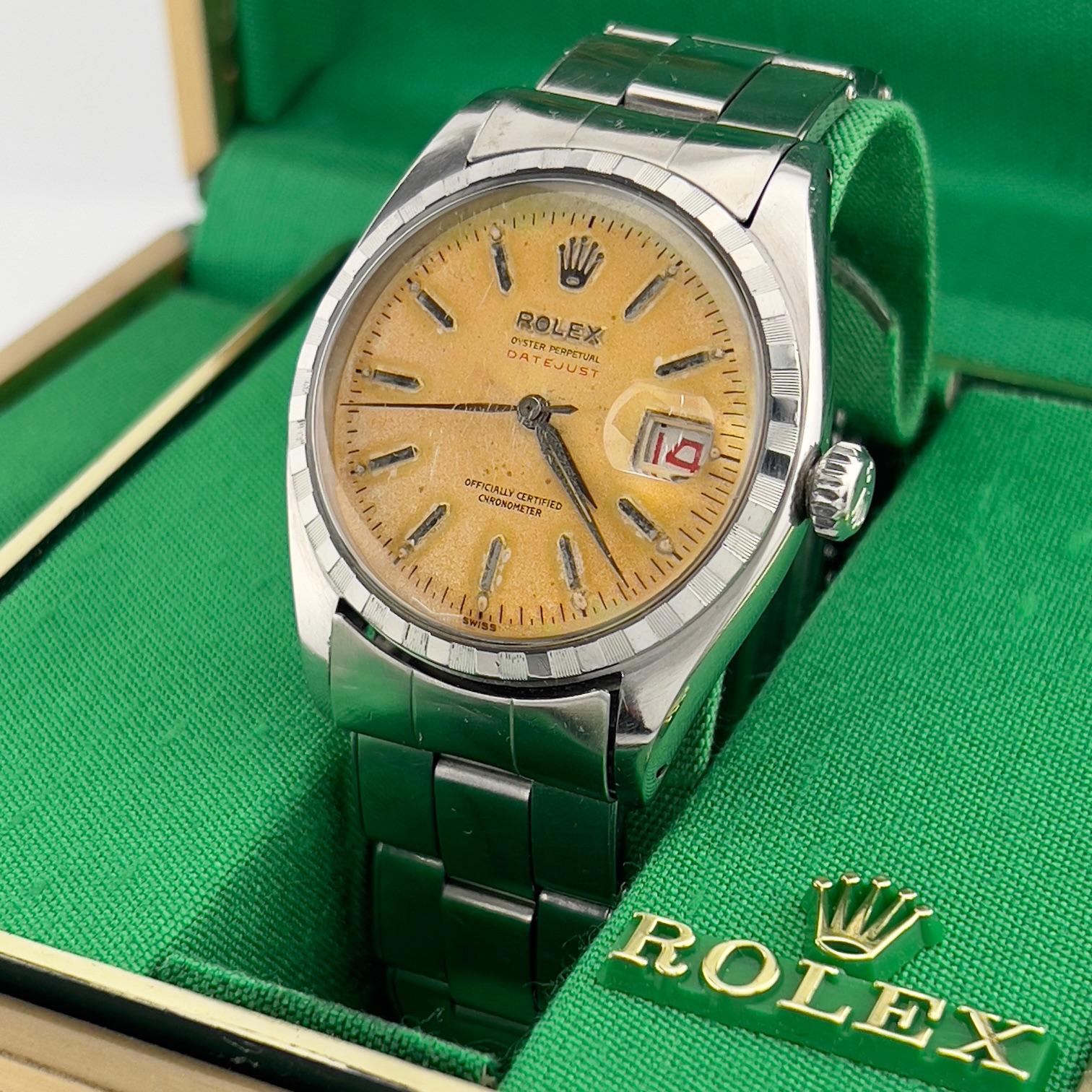 De los hombres Vintage Rolex 6305 RED Datejust Raro DIAL TROPICAL Acero inoxidable 36mm en venta
