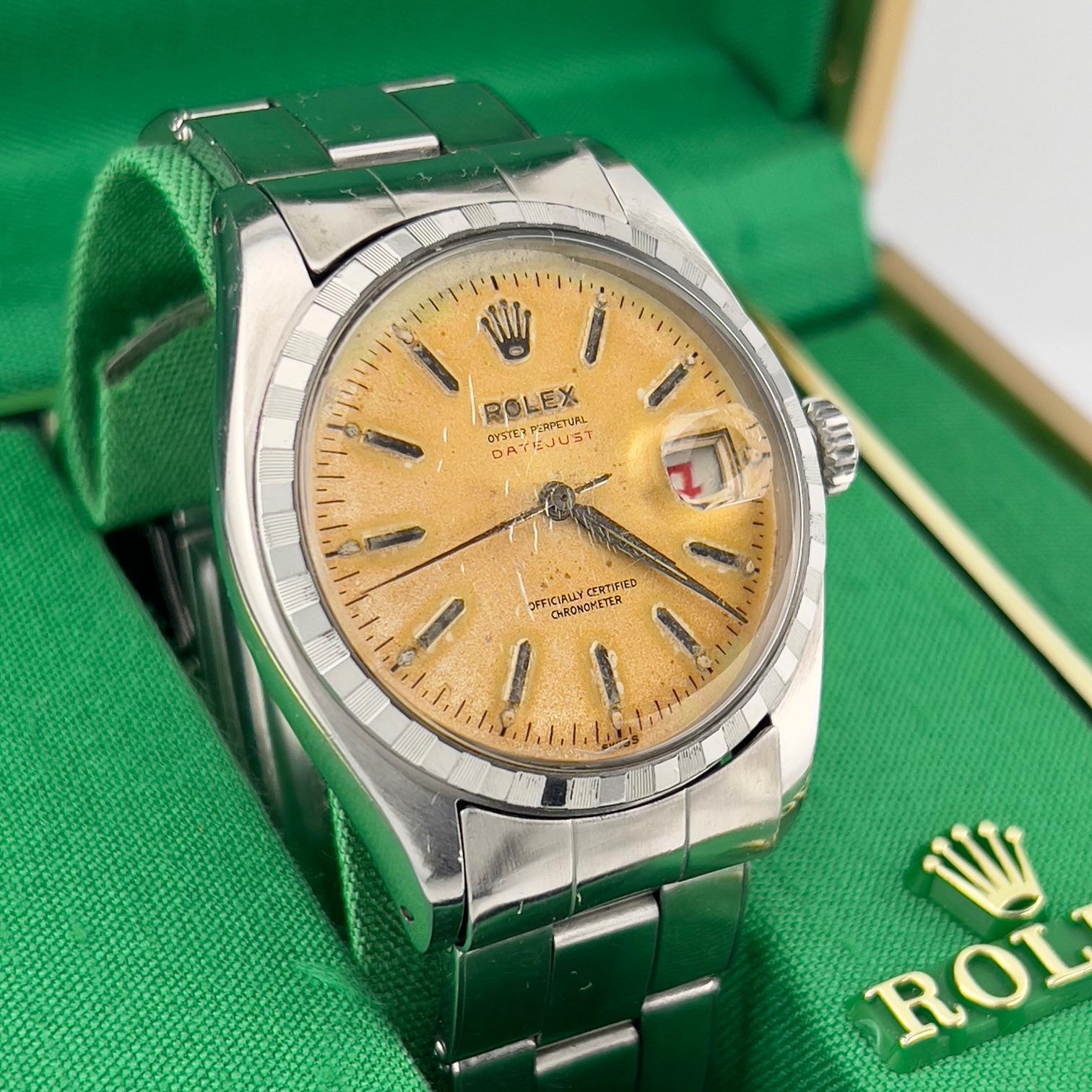 Vintage Rolex 6305 RED Datejust Raro DIAL TROPICAL Acero inoxidable 36mm en venta 1