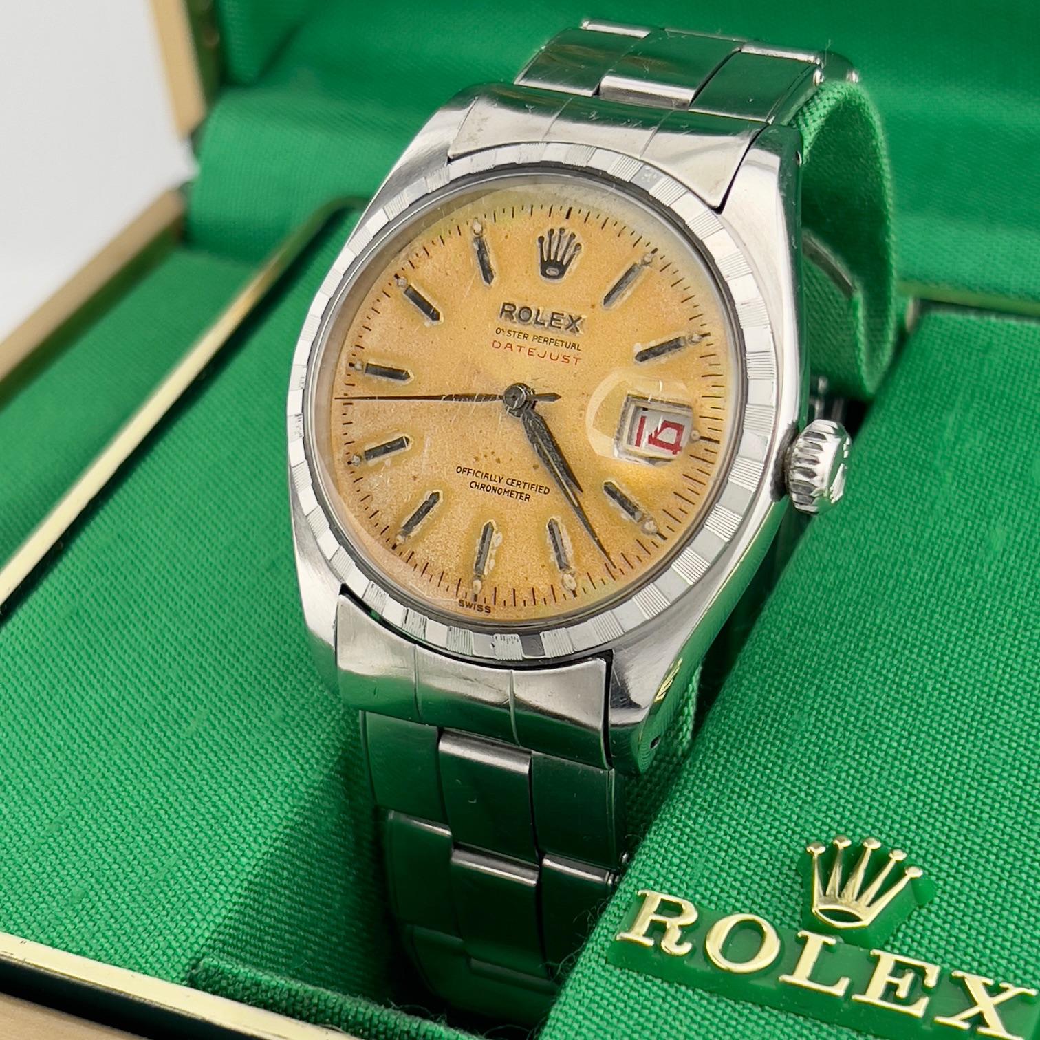 Vintage Rolex 6305 RED Datejust Raro DIAL TROPICAL Acero inoxidable 36mm en venta 2
