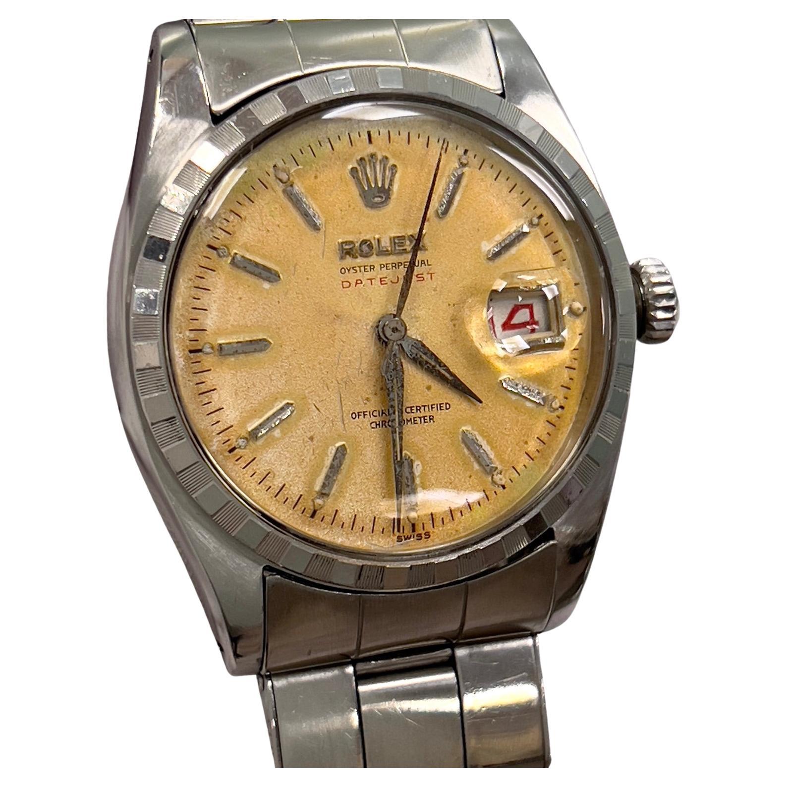 Vintage Rolex 6305 RED Datejust Rare TROPICAL DIAL Stainless Steel 36mm