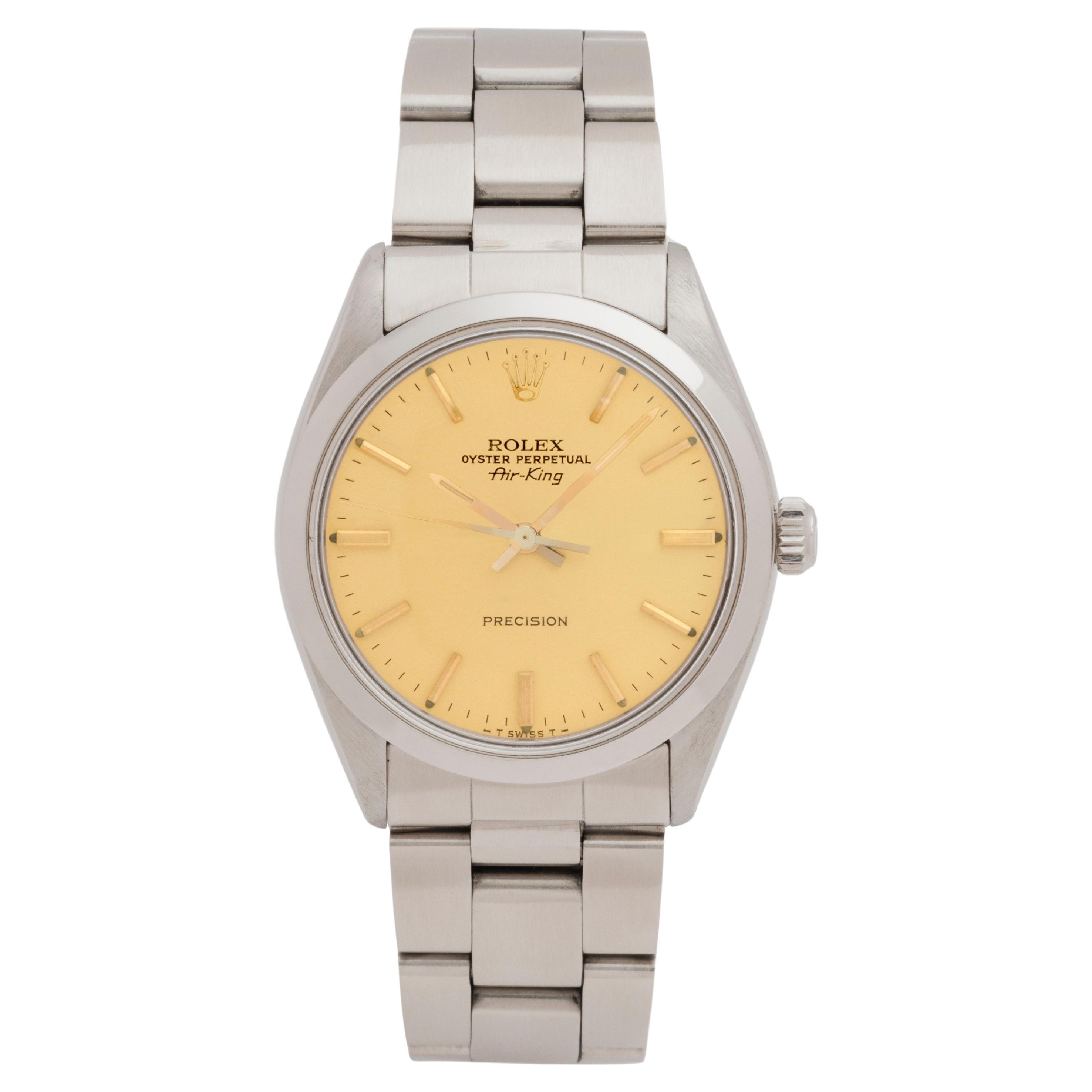 Vintage Rolex Air-King Gold Dial Model 5500 Stainless Steel c.1987 For Sale