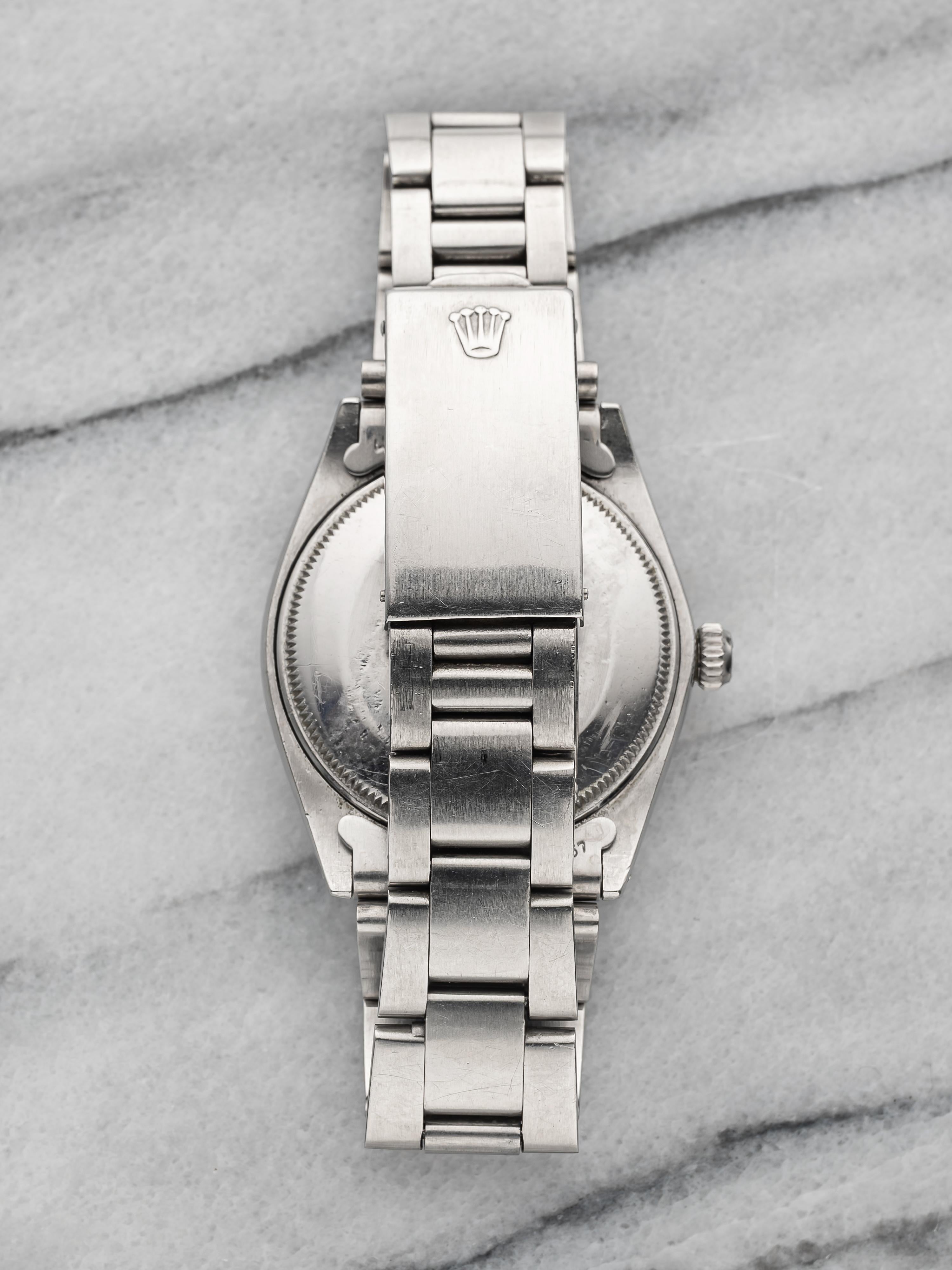 Vintage Rolex Air King Precision 70s Ref 5500 Automatic Silver Dial 34mm Case. im Zustand „Gut“ im Angebot in New York, NY