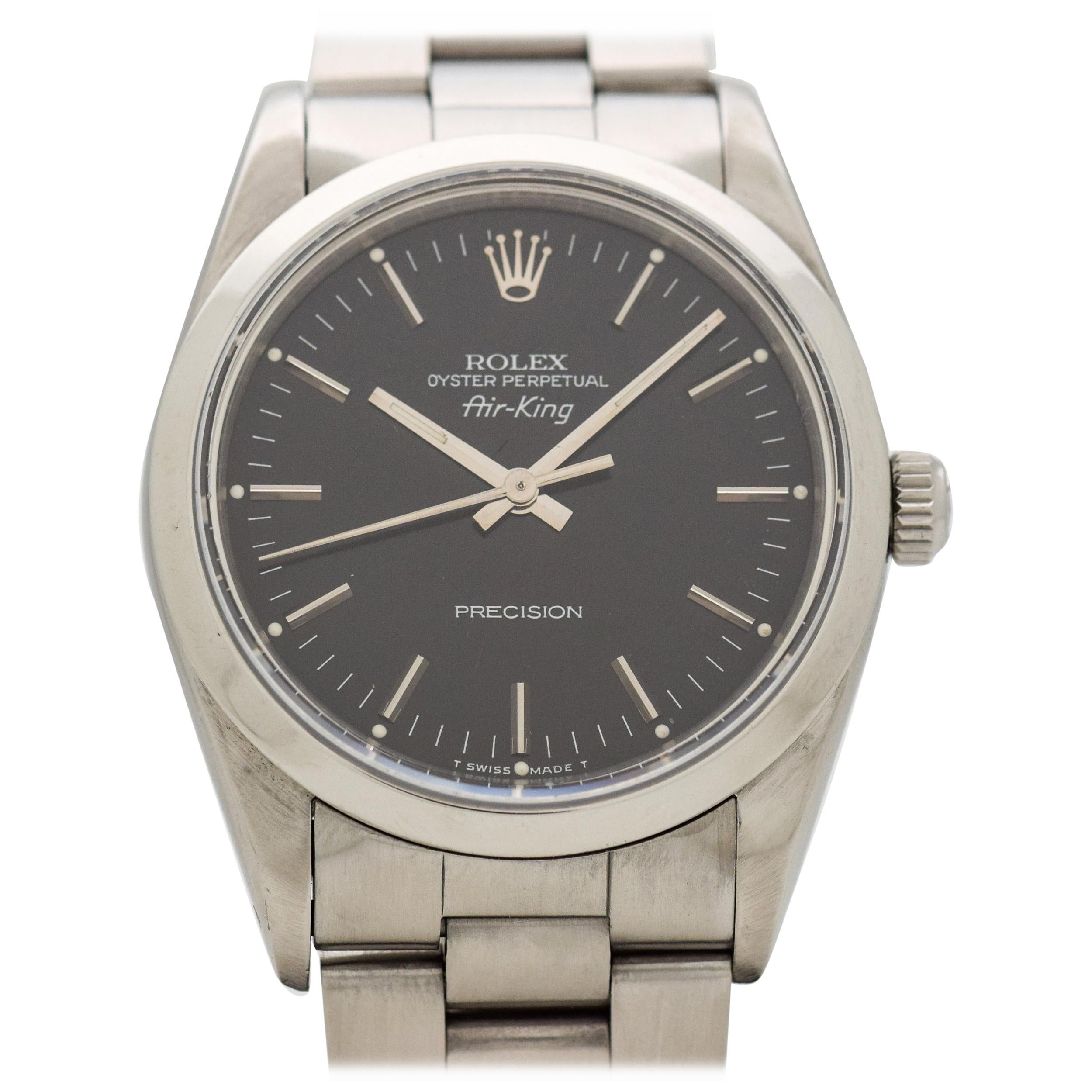 Vintage Rolex Air-King Reference 14000 Stainless Steel Watch, 1989 For Sale