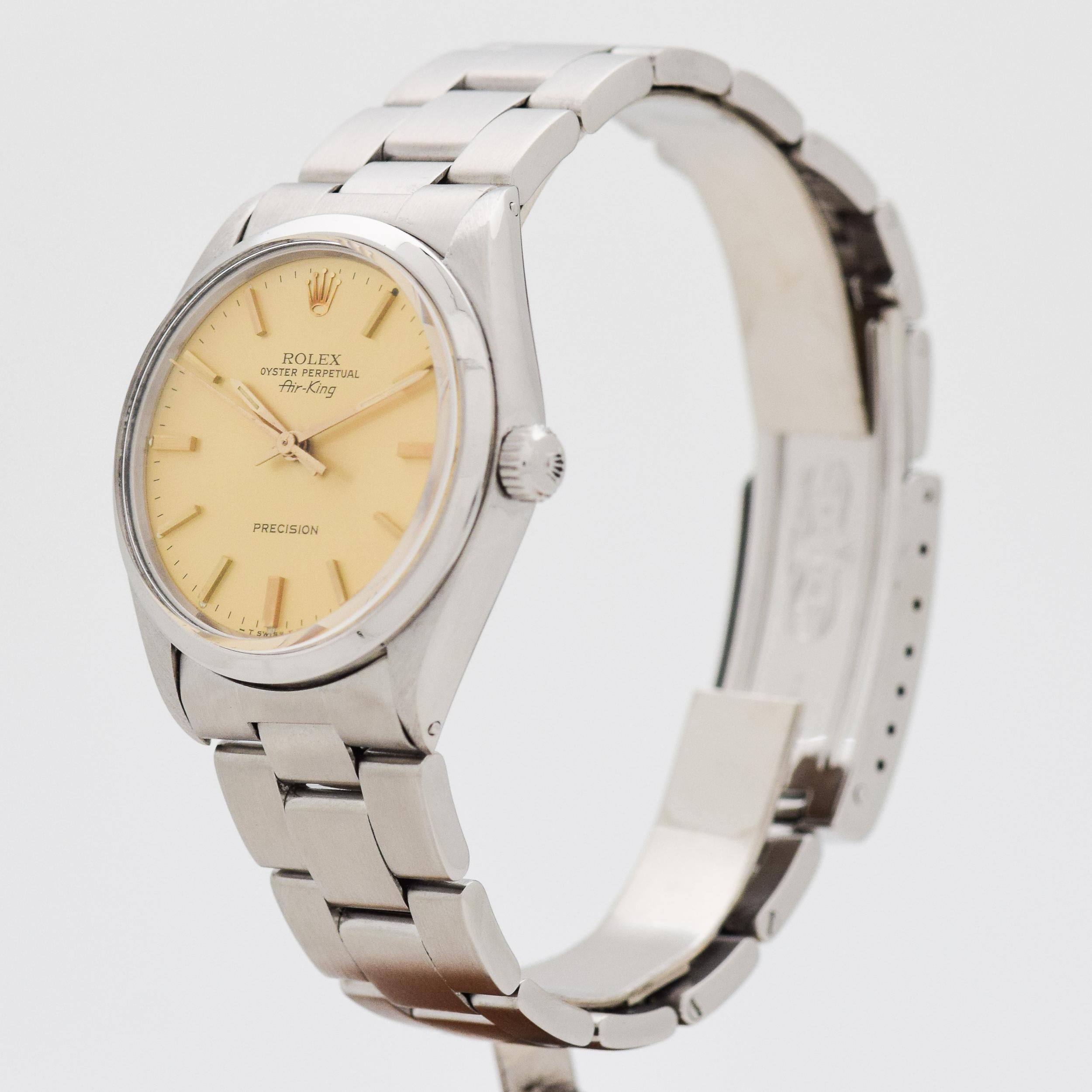 Vintage Rolex Air King Reference 5500 Stainless Steel Watch, 1979 In Excellent Condition In Beverly Hills, CA