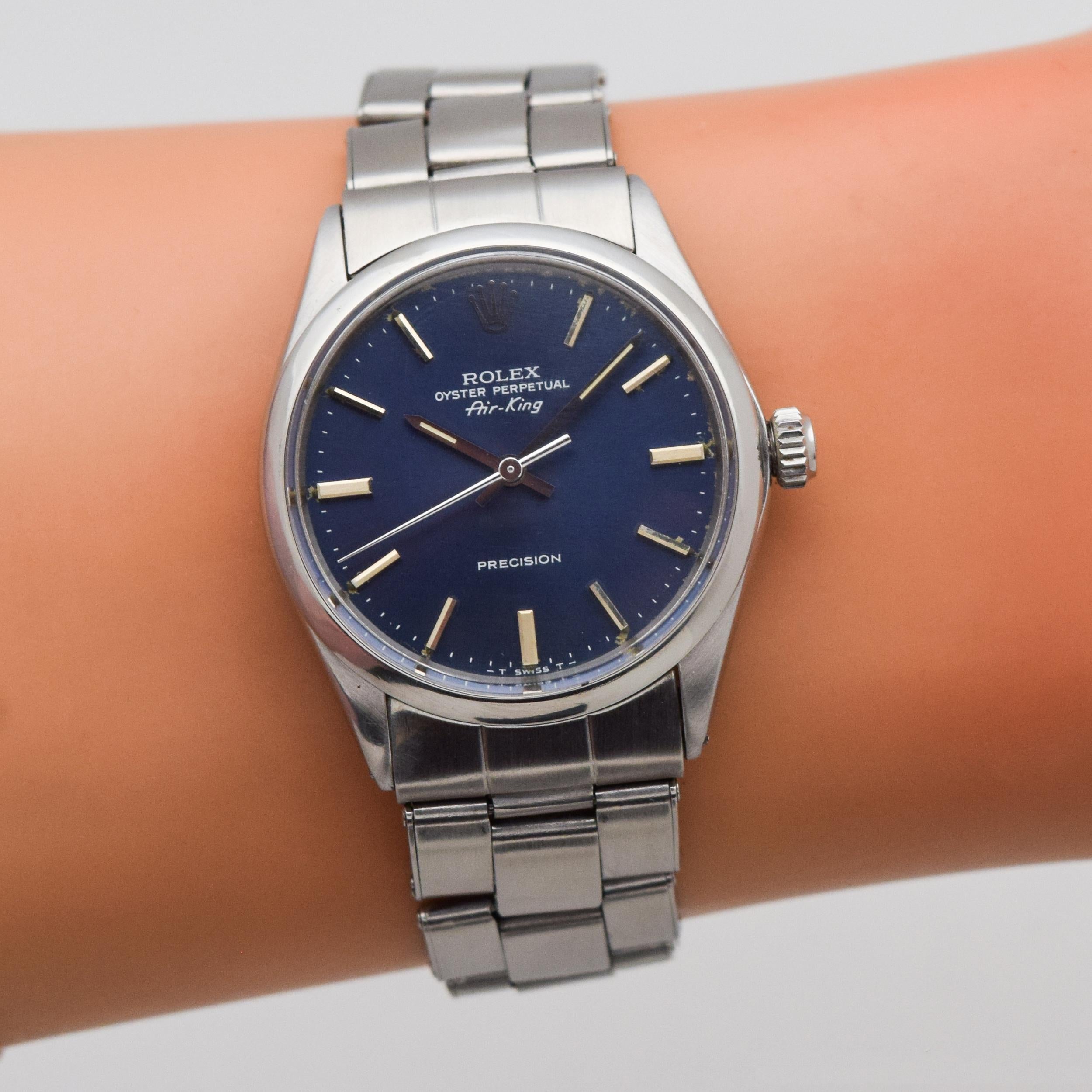 Vintage Rolex Air-King Reference 5500 with a Blue Dial, 1967 3