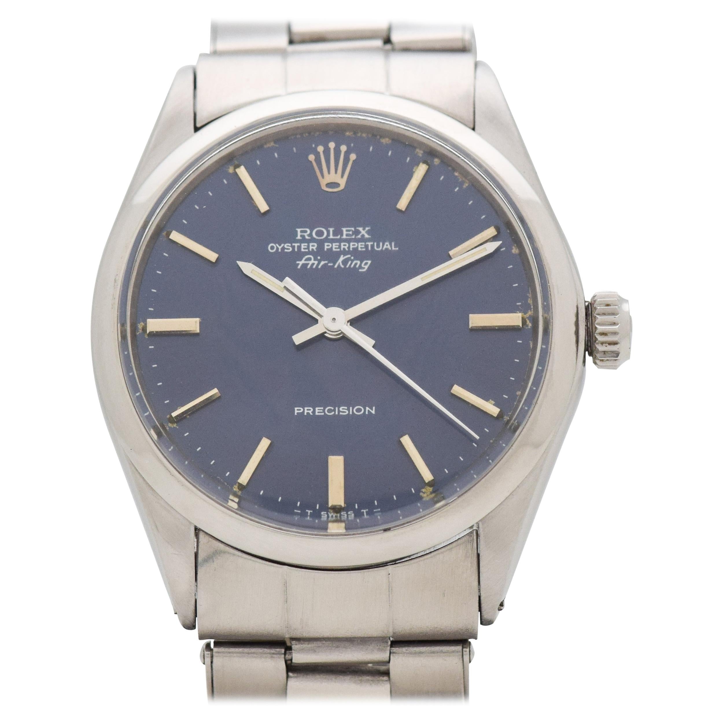 Vintage Rolex Air-King Reference 5500 with a Blue Dial, 1967