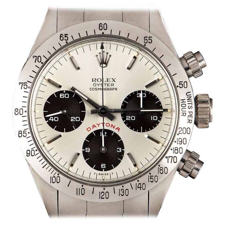 Vintage Rolex Big Red Cosmograph Daytona Steel Silver Watch For Sale at 1stDibs