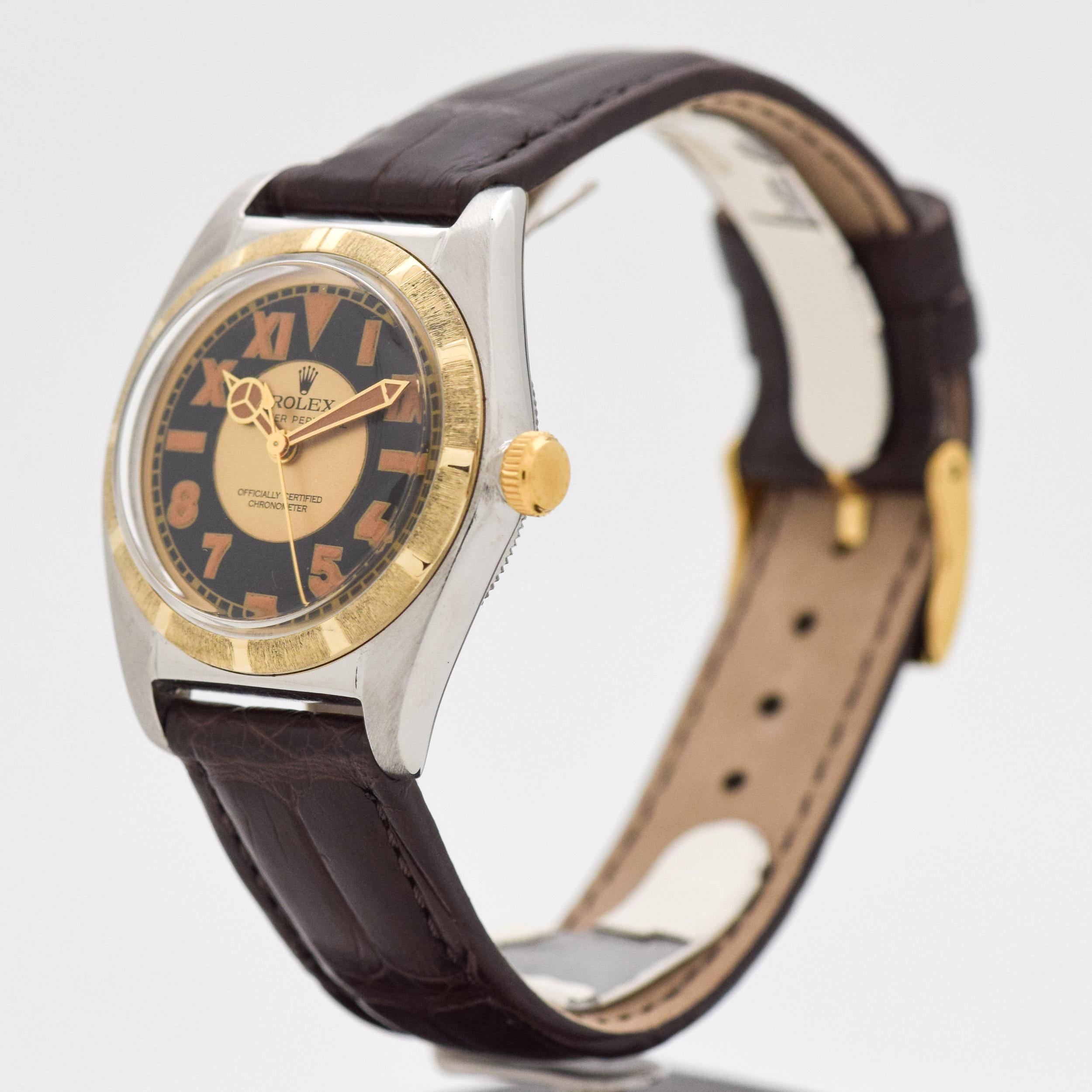 Vintage Rolex Bubbleback Two-Tone Watch, 1948 In Excellent Condition In Beverly Hills, CA