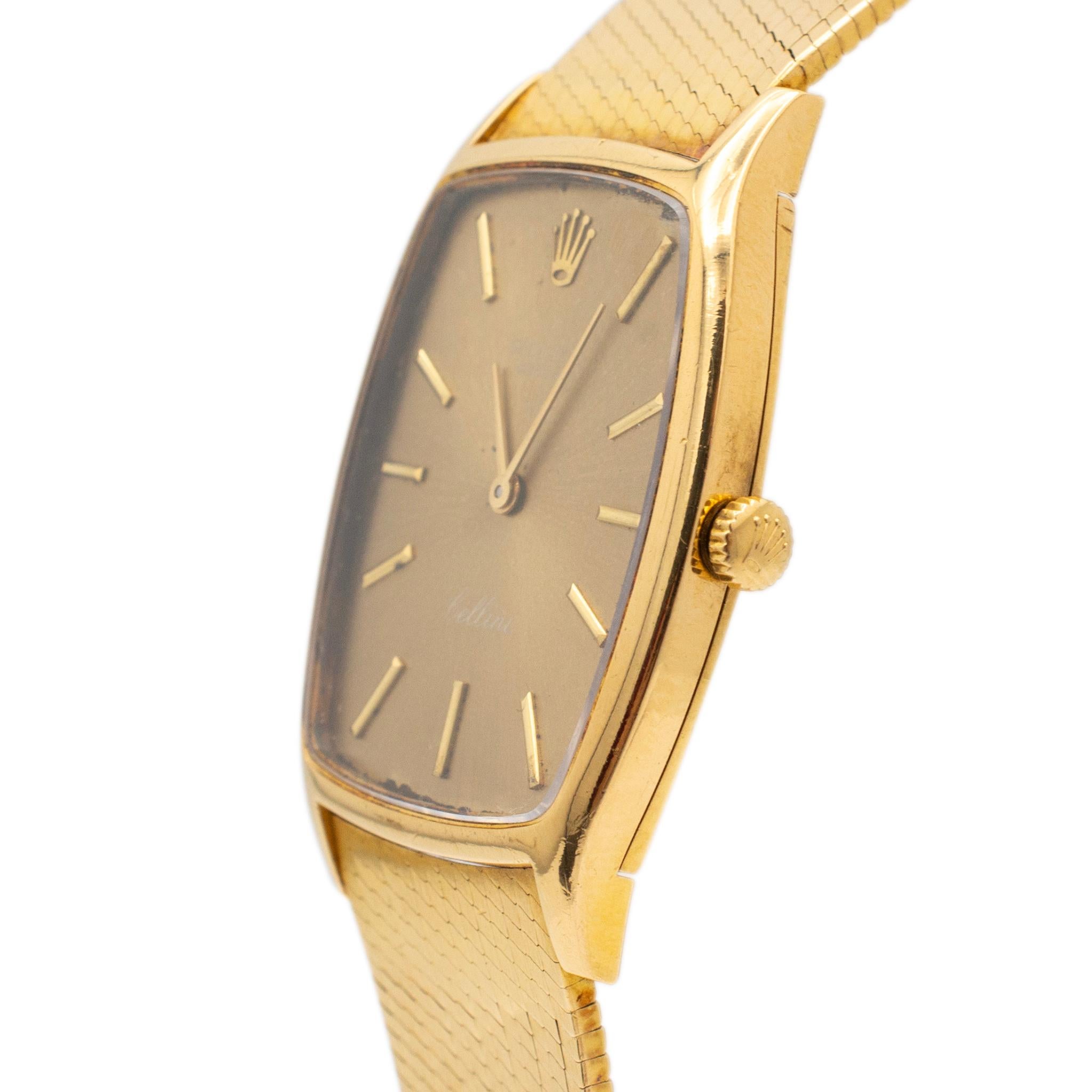 Vintage Rolex Cellini 26MM 3807 Champagne Dial 18K Yellow Gold Watch In Good Condition For Sale In Houston, TX