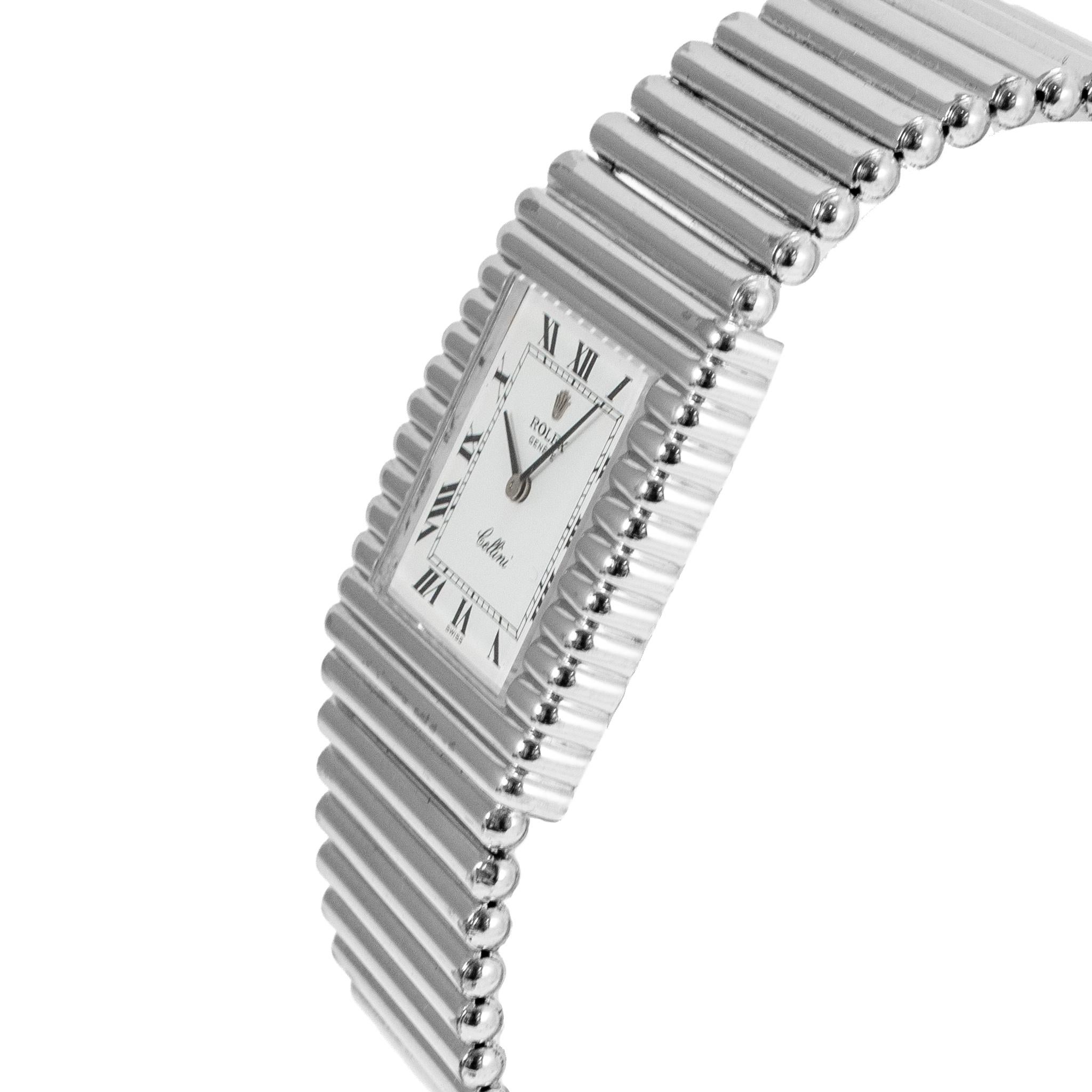 Rolex Cellini 29MM 4015 Asimmetrico Mancino in oro bianco 18K d'epoca In condizioni ottime in vendita a Houston, TX