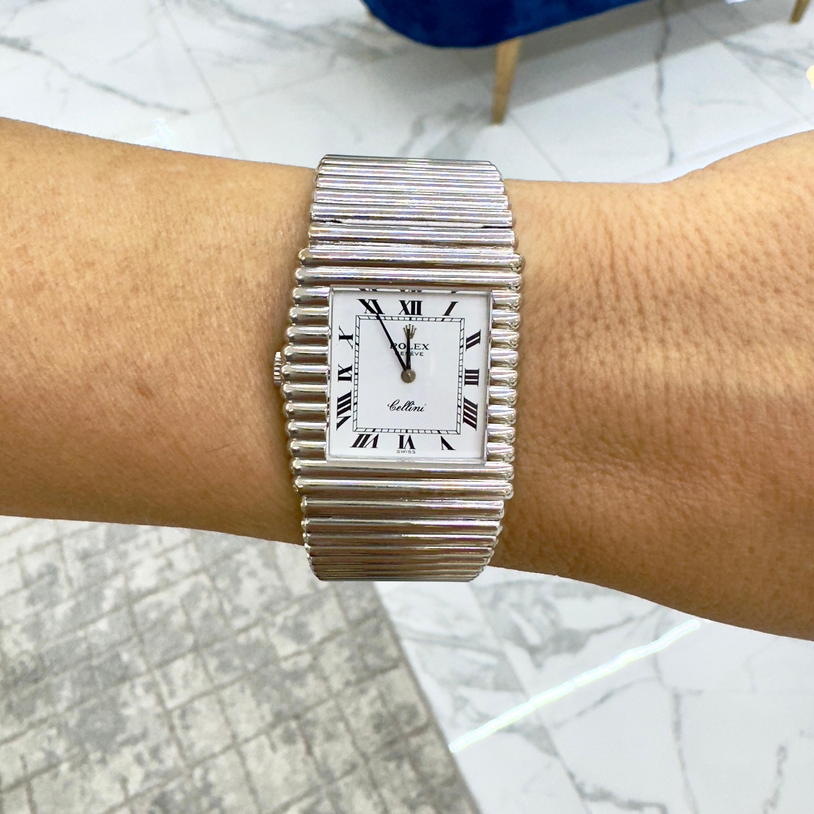 Rolex Cellini 29MM 4015 Asimmetrico Mancino in oro bianco 18K d'epoca in vendita 5