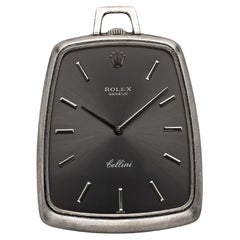 Vintage Rolex Cellini 70s Pocket Watch 18K White Gold Ref 3727 Grey Dial Manual
