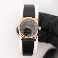 Vintage Rolex Cellini Danaos 18K Rose Gold Black Dial Ladies Quartz Watch