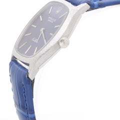 Vintage Rolex Cellini Geneve 23mm 18K White Gold Blue Dial Ladies Manual Watch