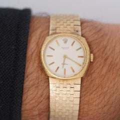 Vintage Rolex Cellini Manual Gold Frosted Integral Bracelet Watch