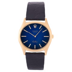 Rolex Cellini modèle 3806, or jaune 18 carats, cadran rare bleu Vignette