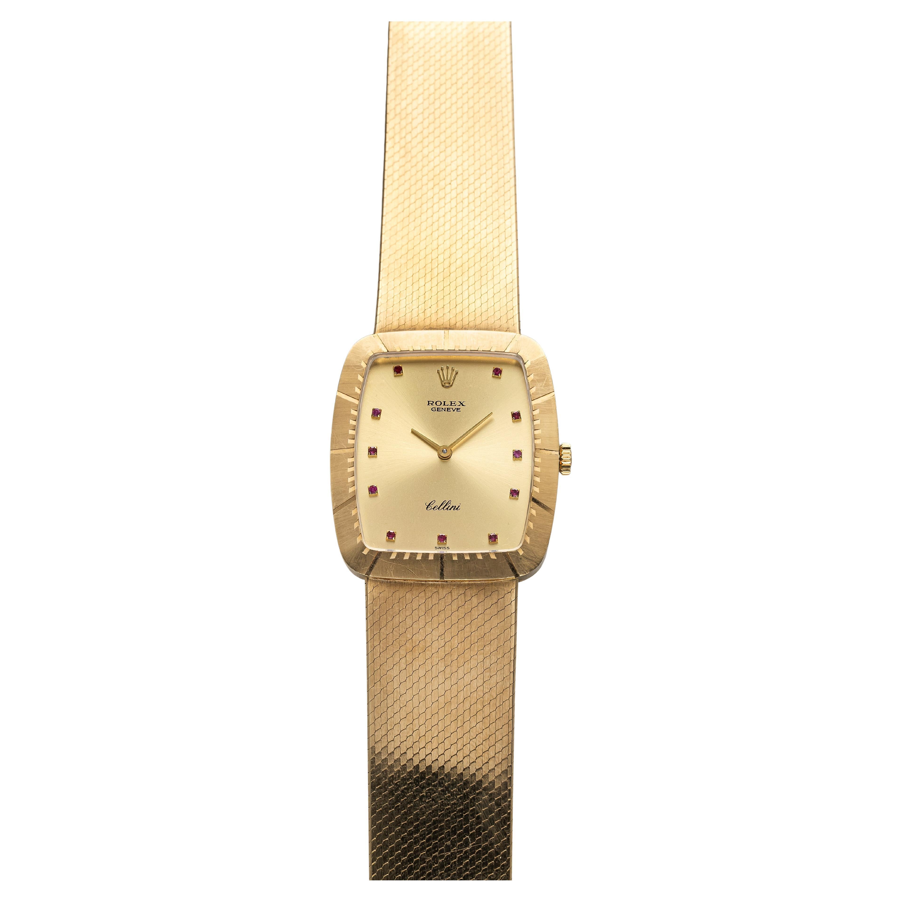 Vintage Rolex Cellini Ref 4322 1974 Manual Wind 18K Yellow Gold Red Vignette