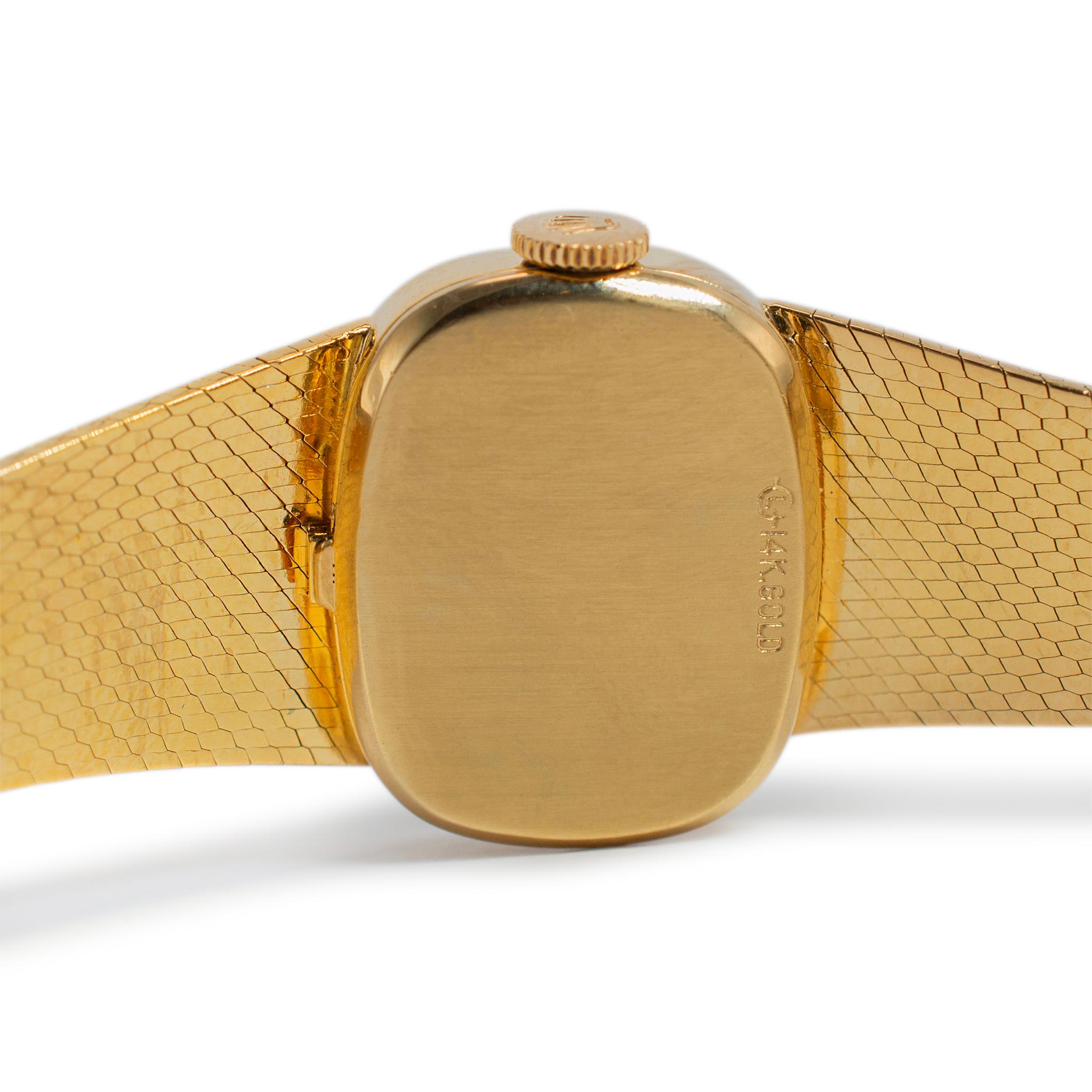 Vintage Rolex Cushion 21MM Kaliber 1400 14K Gelbgold Handaufzugsuhr Damen im Angebot