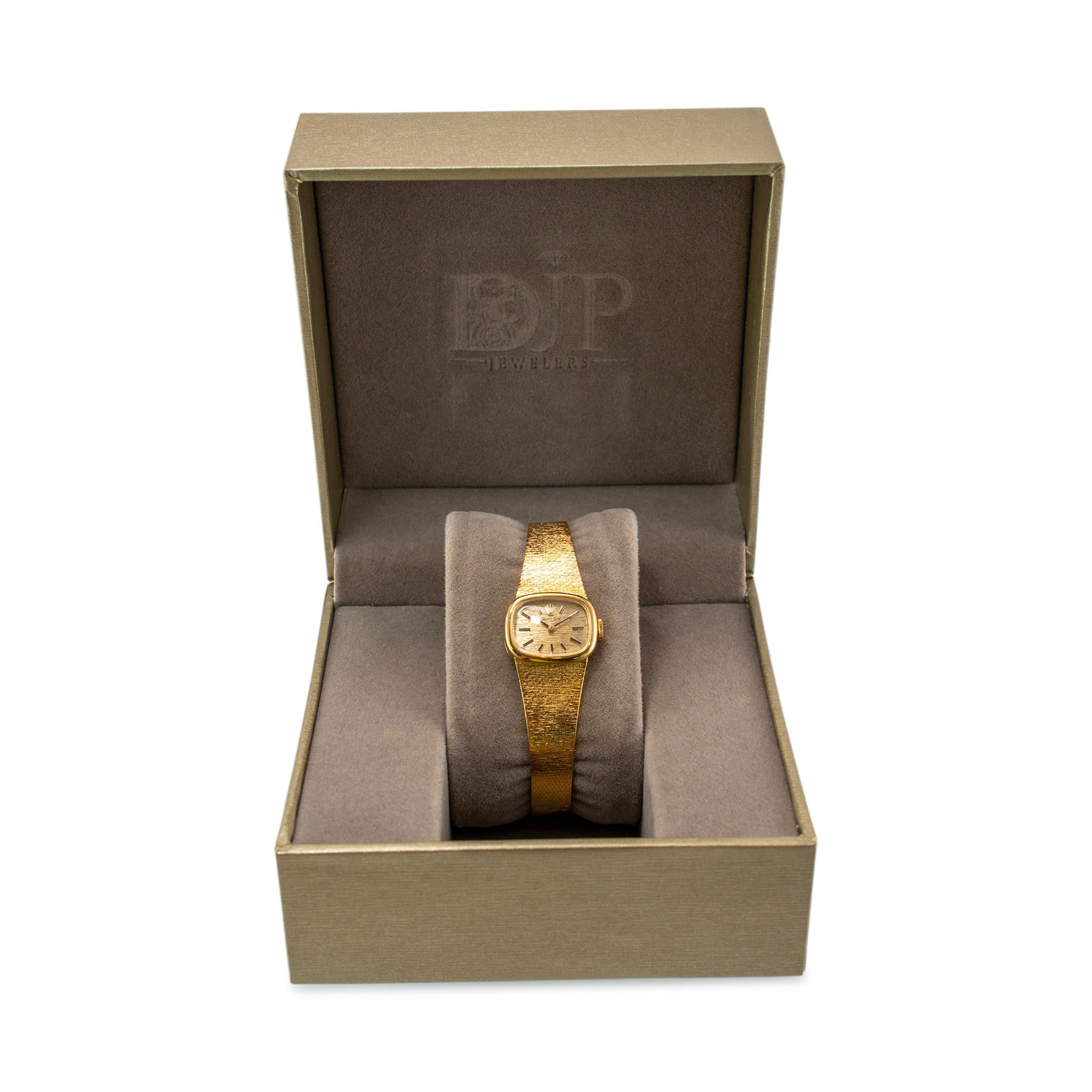 Vintage Rolex Cushion 21MM Kaliber 1400 14K Gelbgold Handaufzugsuhr im Angebot 4