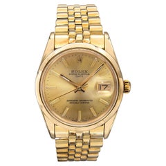 Vintage Rolex Date 14k Yellow Gold Men's Watch Ref. 15007 Chevy Case Back