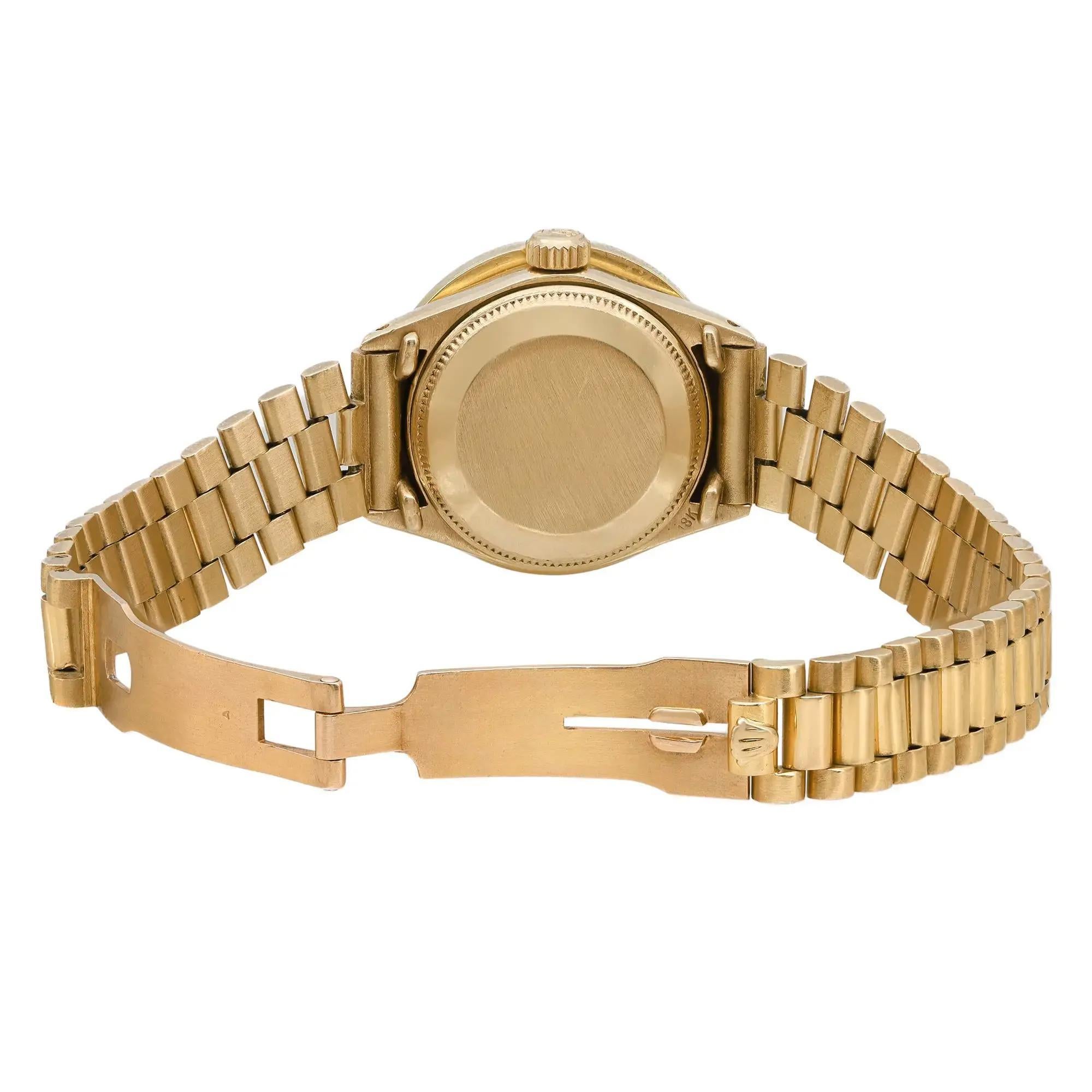 Vintage Rolex Date 26mm 18k Yellow Gold Custom Bezel MOP Dial Watch 6917 2