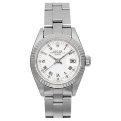 Vintage Rolex Date 26mm White Gold Steel White Dial Ladies Automatic Watch 6917