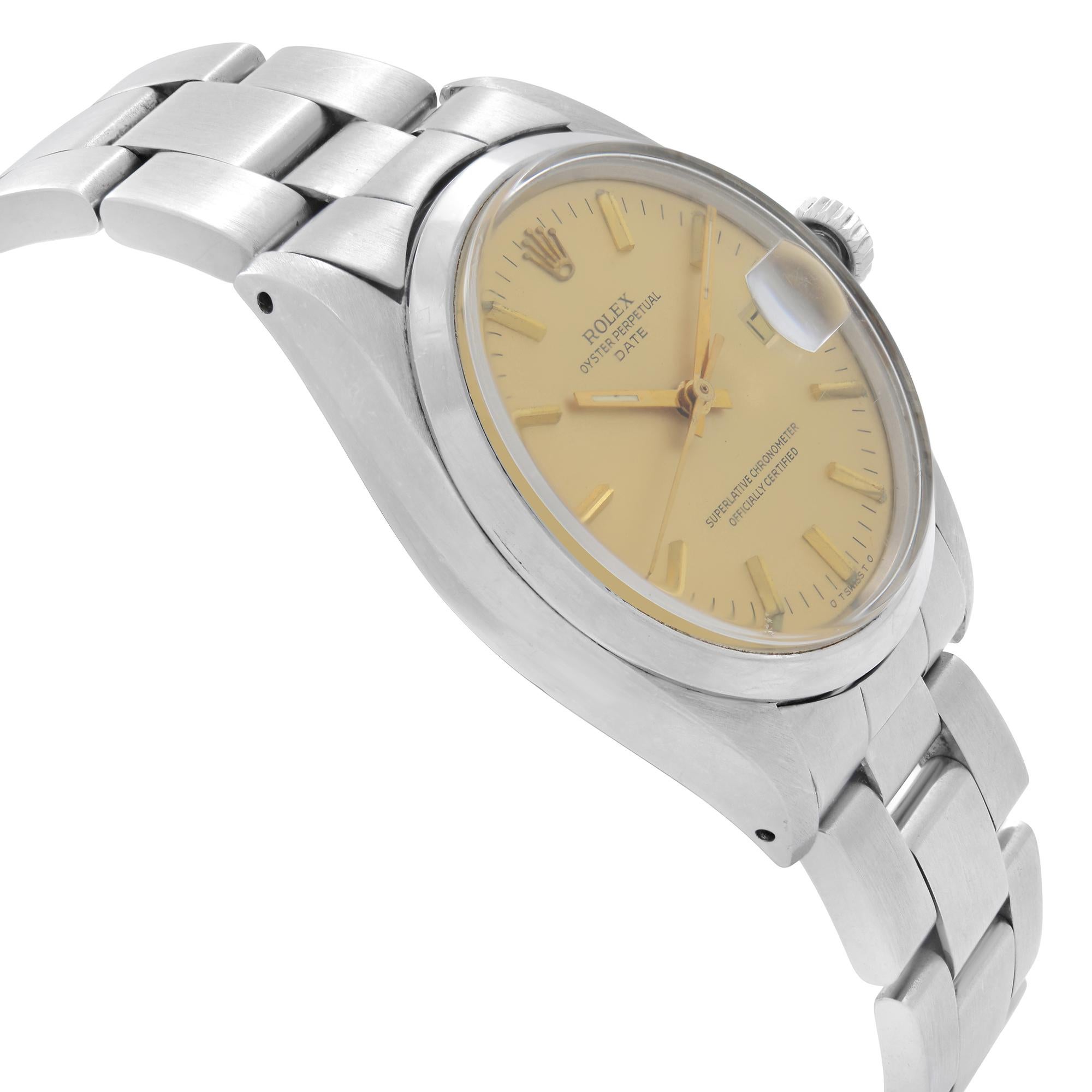 Vintage Rolex Datum Edelstahl Champagner Zifferblatt Automatik Herrenuhr 1500 1