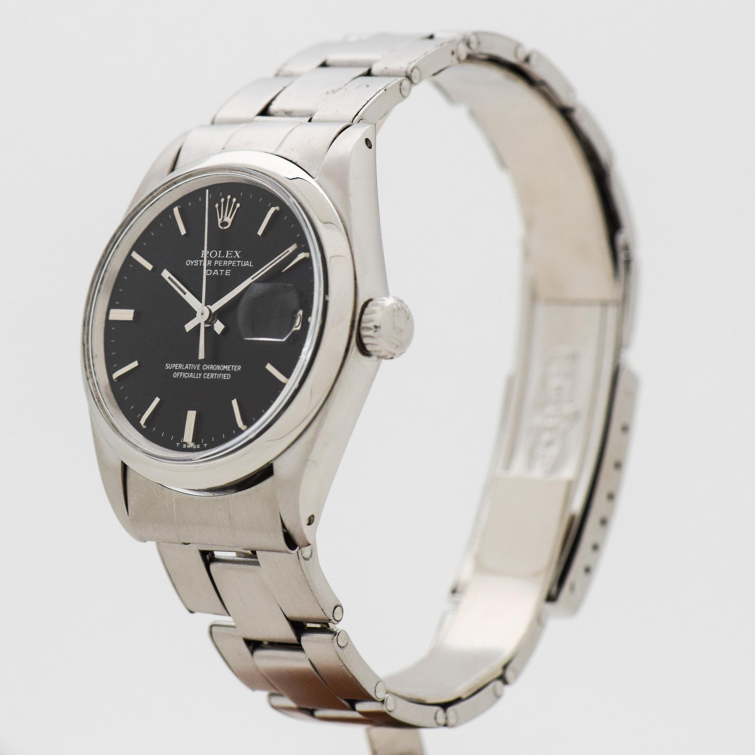 Vintage Rolex Date Automatic Reference 1500 Stainless Steel Watch, 1969 In Excellent Condition In Beverly Hills, CA