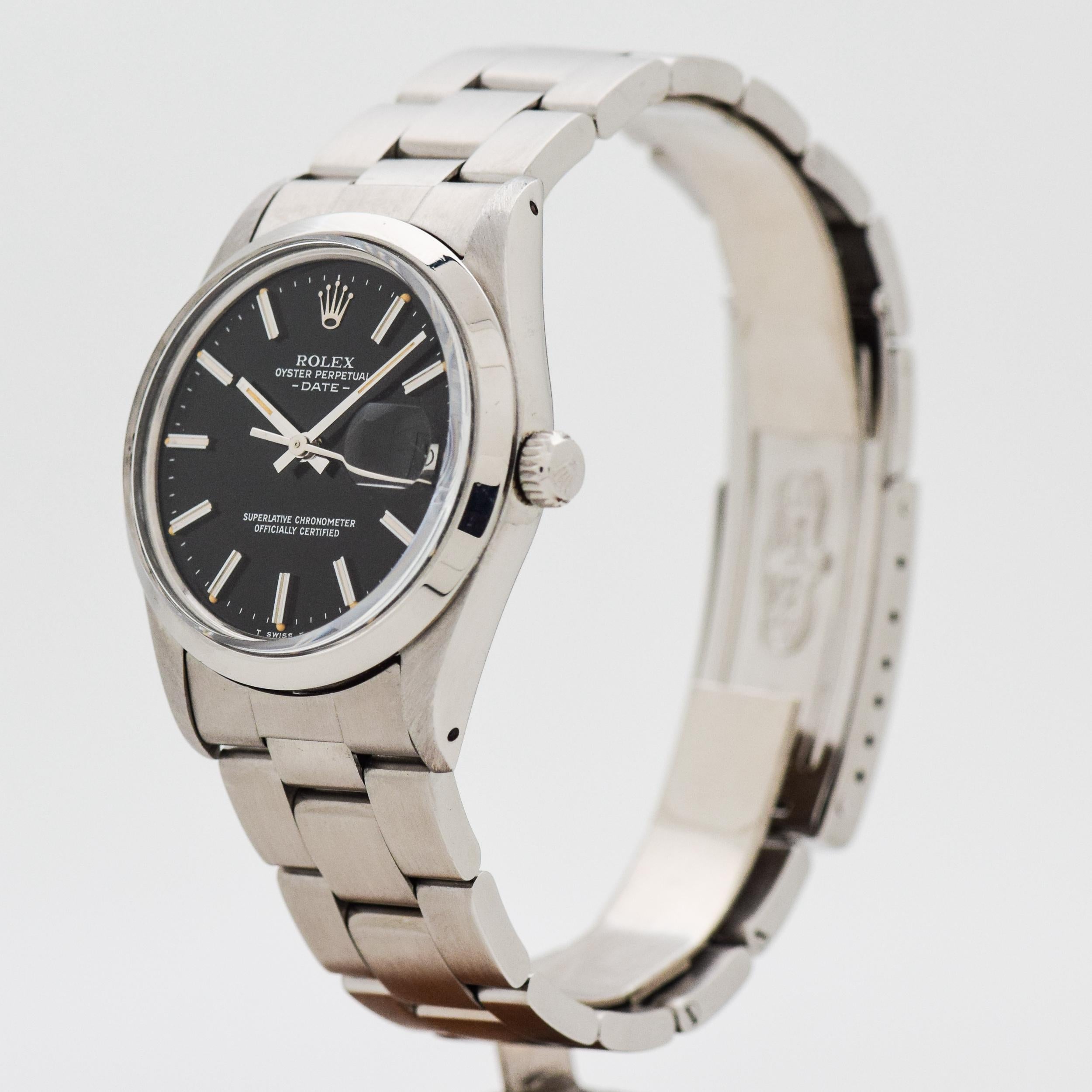 Vintage Rolex Date Automatic Reference 15000 Stainless Steel Watch, 1981 In Excellent Condition In Beverly Hills, CA