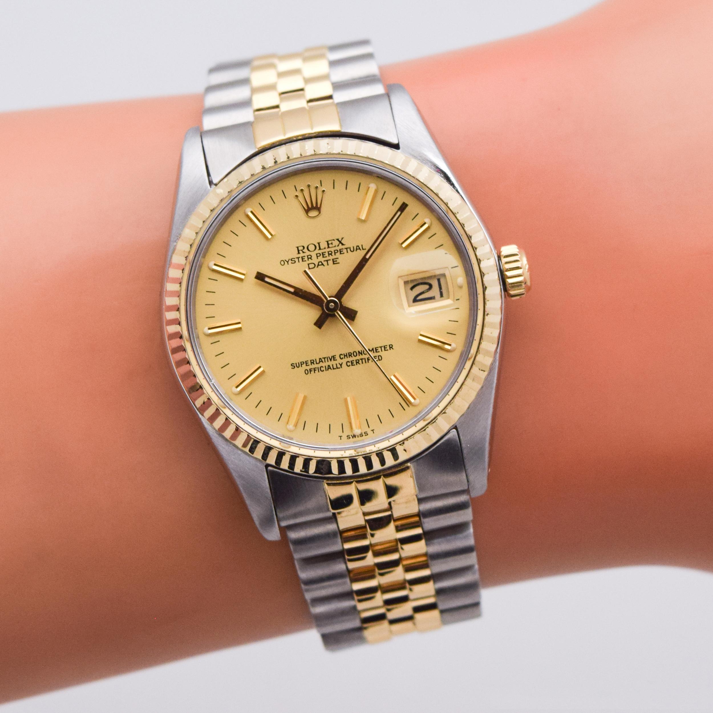 Vintage Rolex Date Automatic Reference 15000 Two-Tone Watch, 1981 2