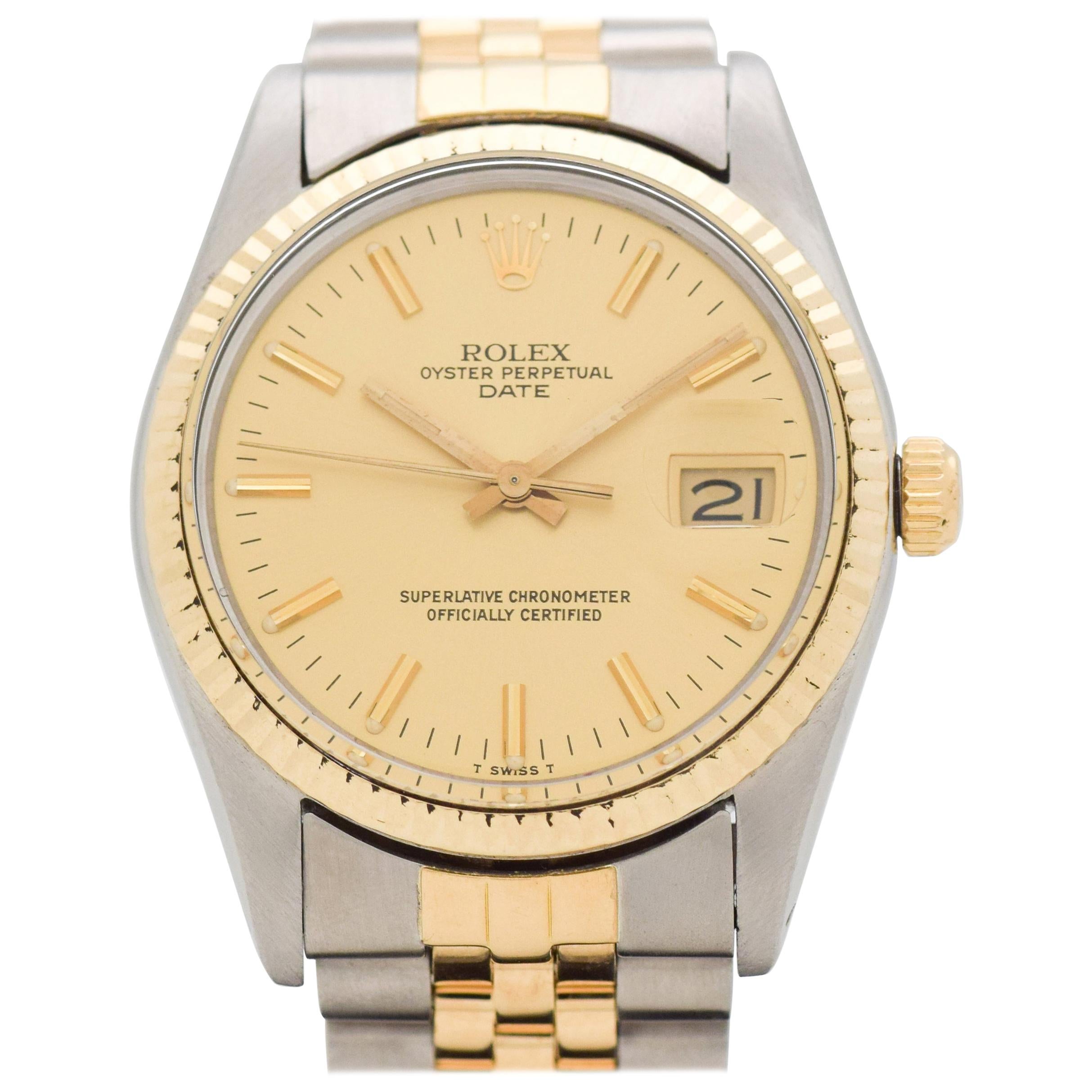 Vintage Rolex Date Automatic Reference 15000 Two-Tone Watch, 1981