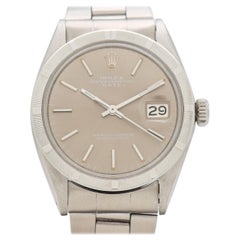 Retro Rolex Date Automatic Stainless Steel Watch with Grey Dial, 1971