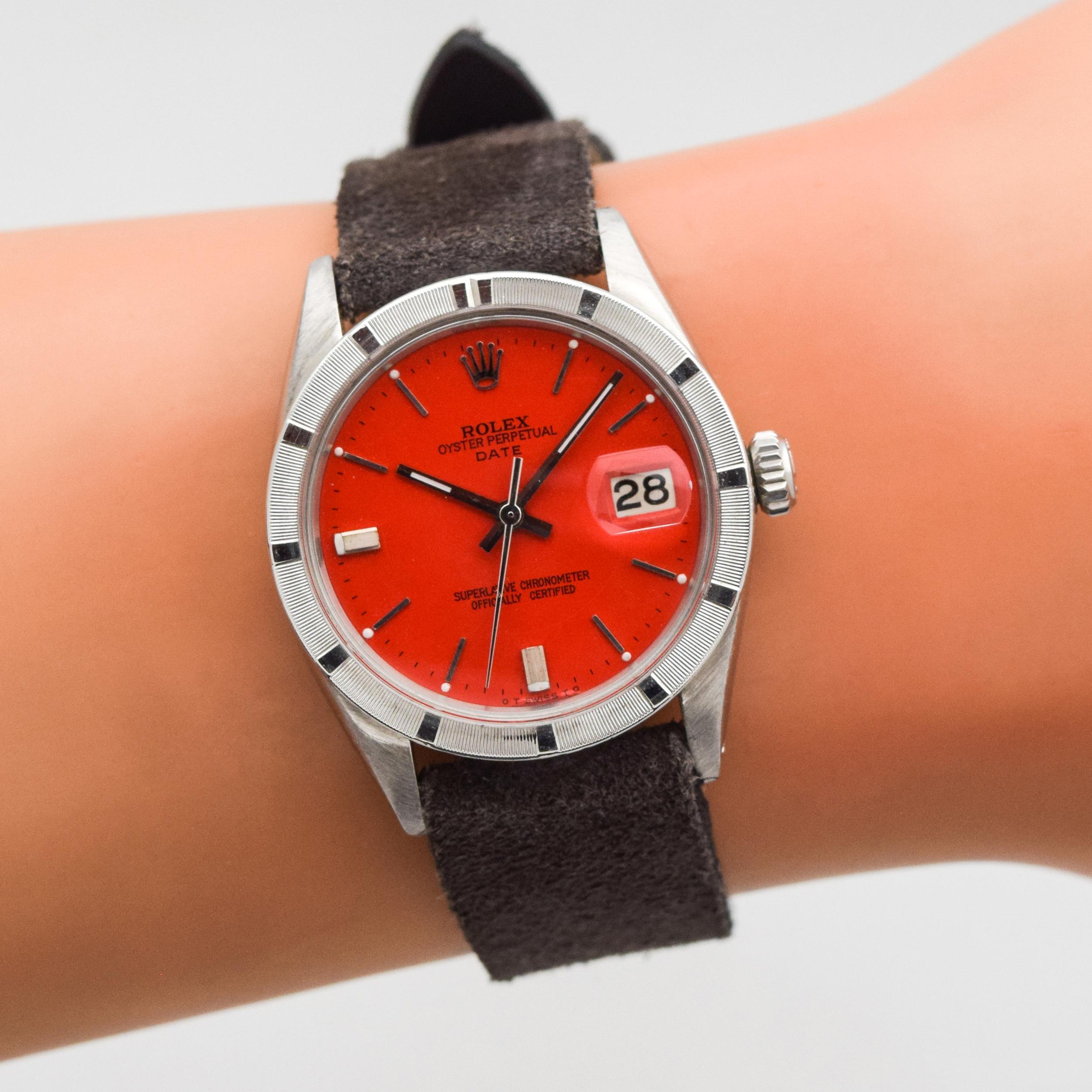 Vintage Rolex Date Automatic Watch with Custom Red Dial, 1964 4