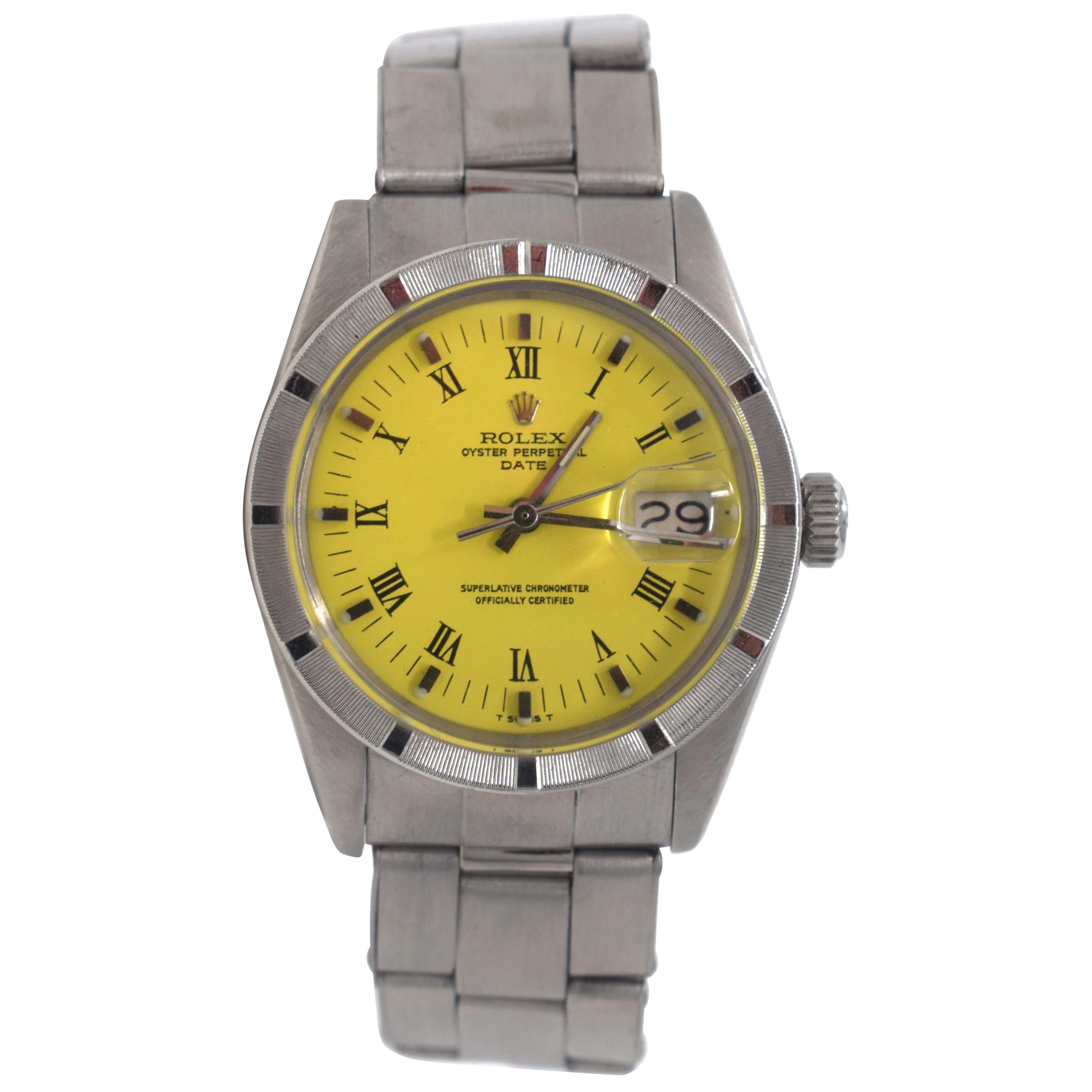 Vintage Rolex Date Ref. 1501 Steel Oyster Perpetual Yellow Dial Watch 'R-30'