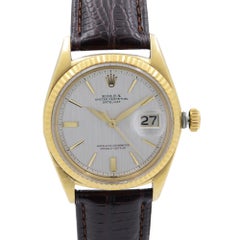 Vintage Rolex Datejust 14K Yellow Gold Silver Dial Automatic Mens Watch 1601