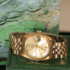 Vintage Rolex Datejust 1601 14K Yellow Gold Pie Pan Dial Jubilee Bracelet Watch
