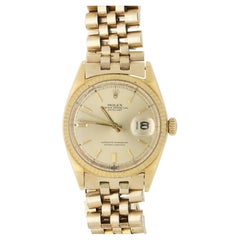 Vintage Rolex Datejust 1601 14K Yellow Gold Pie Pan Dial Jubilee Bracelet Watch